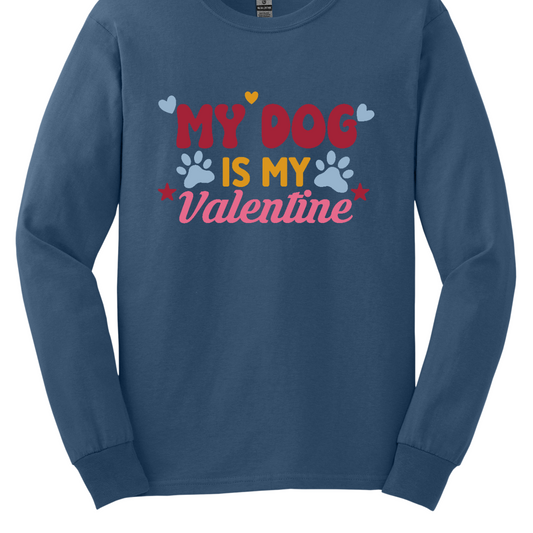 Declare your furry love story with our 'My Dog is My Valentine' T-shirt. This charming tee is a perfect expression of the deep bond between you and your canine companion. The heartfelt message takes center stage, surrounded by paw prints, capturing the unconditional love and loyalty that only a dog can offer. Shop at Gorgeousware.com today!