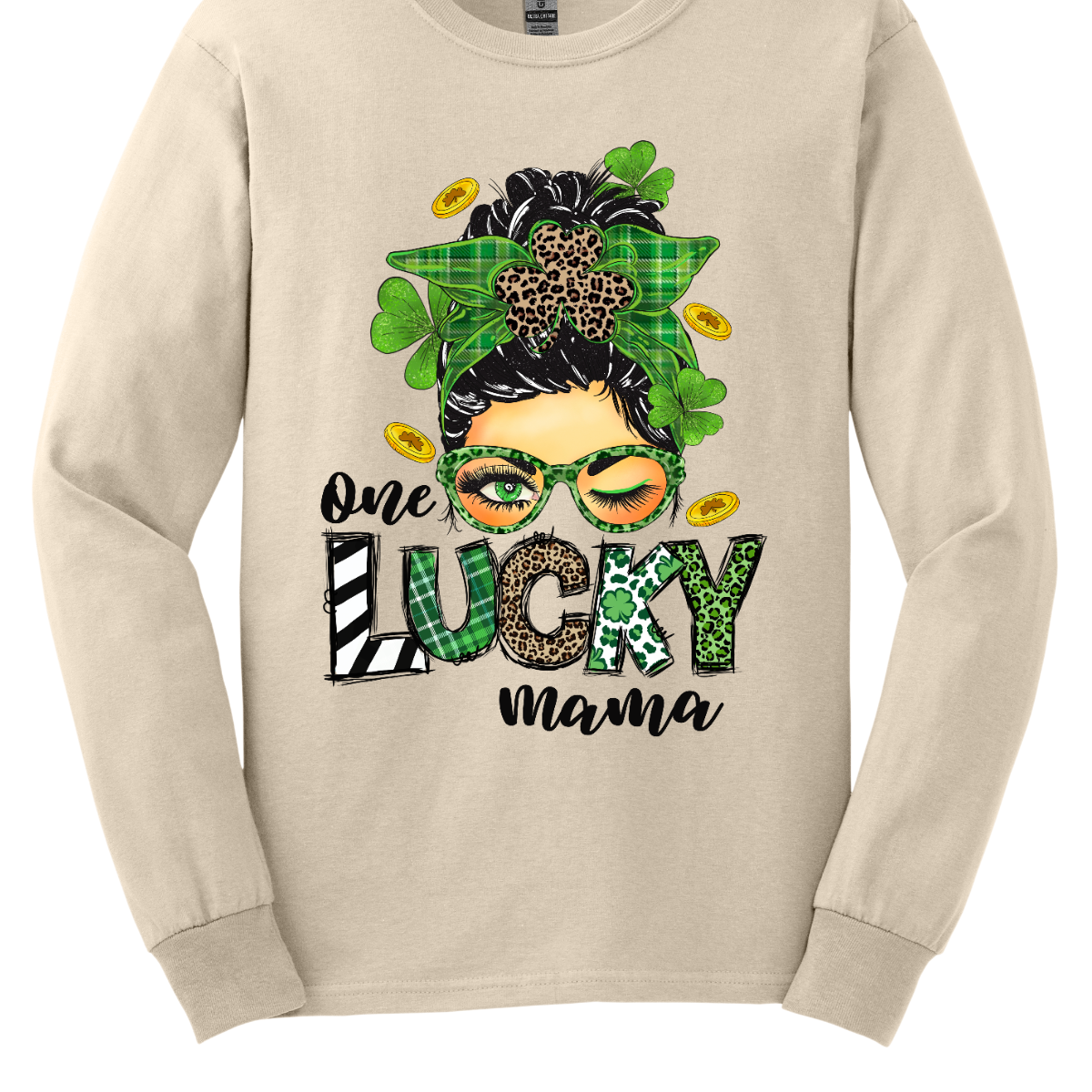 Embrace your mom pride with our charming "One Lucky Mama" T-shirt! This adorable design features a whimsical illustration of a mom sporting a messy updo and trendy green glasses, exuding a fun and carefree vibe. Celebrate the joy of motherhood in style with our "One Lucky Mama" T-shirt. It's a must-have addition to your wardrobe and also makes a thoughtful gift for any proud mama in your life. Wear it with pride and let the world know just how lucky you feel to be a mom! Shop at Gorgeousware.com