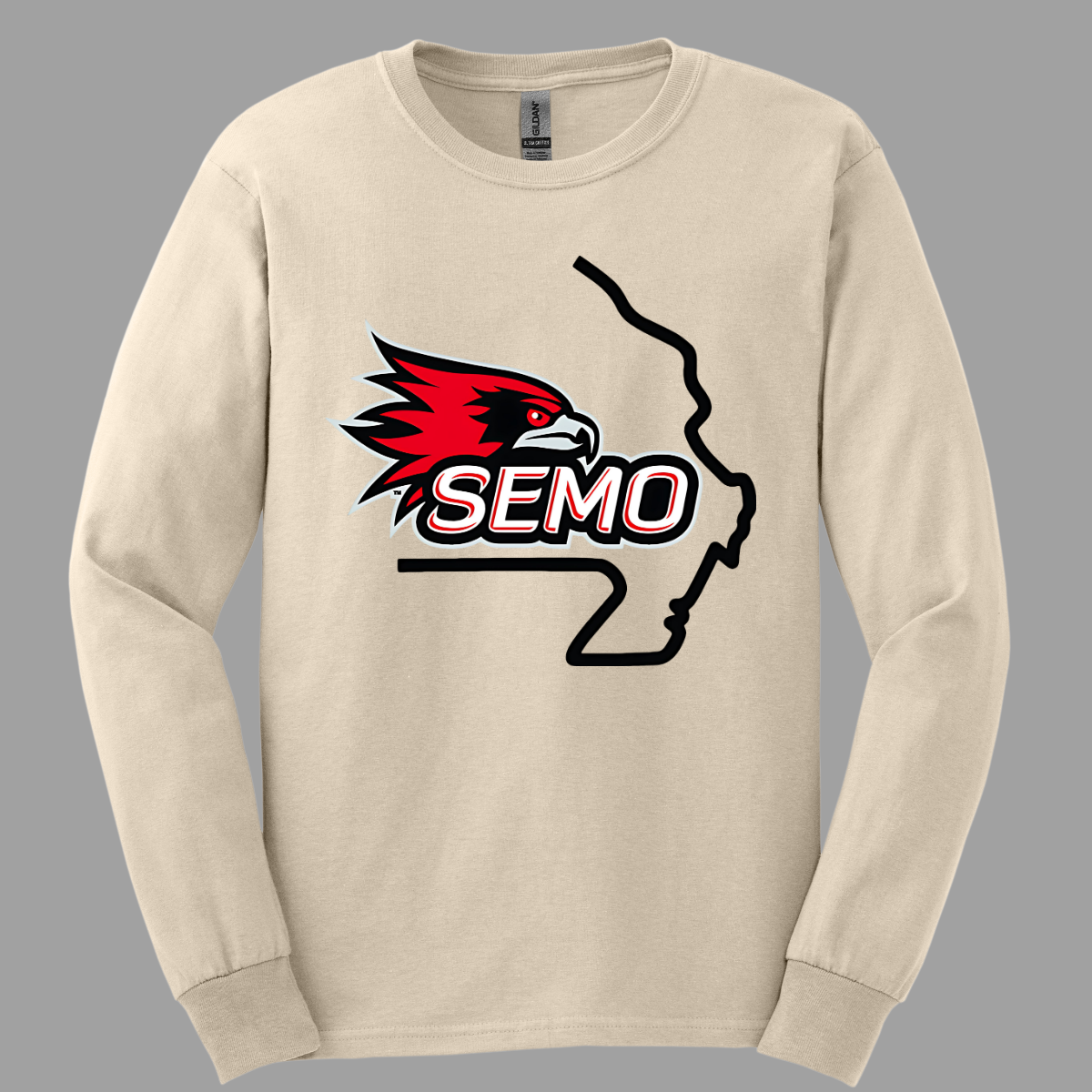 This striking t-shirt features a bold red hawk design at the center, capturing the spirit and fierceness of this majestic bird. Below the hawk, the word "SEMO" pops in vibrant bubble letters, adding a playful touch that complements the overall design. Perfect for fans of Southeast Missouri State University or anyone who loves unique, eye-catching apparel.  Shop at Gorgeousware.com