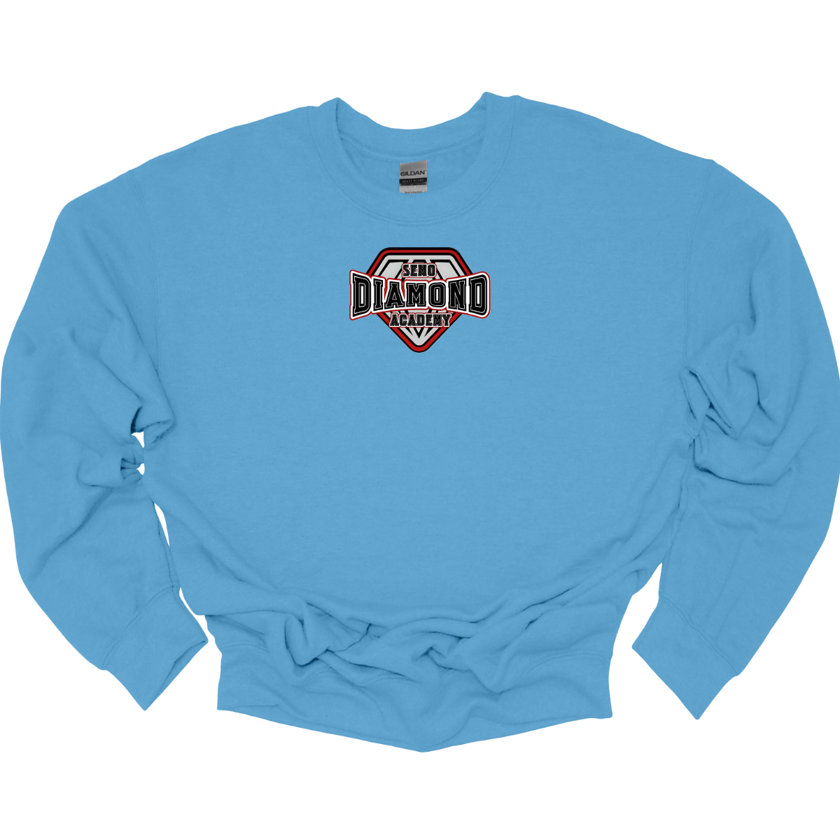 Light blue sweatshirt with a "SEMO Diamond Academy" logo on the chest against a white background