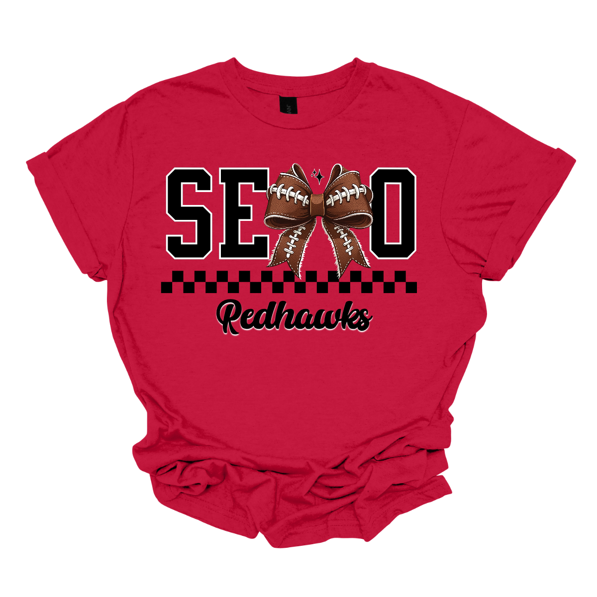 Gear up your Redhawk fan with our stylish youth SEMO apparel, available in short/ long sleeve, crewneck, and hoodie options! Featuring bold black SEMO lettering with a creative twist—the letter M is playfully replaced by a croquette football bow, adding a fun, sporty vibe. A sleek checkerboard underline ties the look together, while "Redhawks" is written in a stylish cursive script for the perfect finishing touch.
Shop at Gorgeousware.com today!