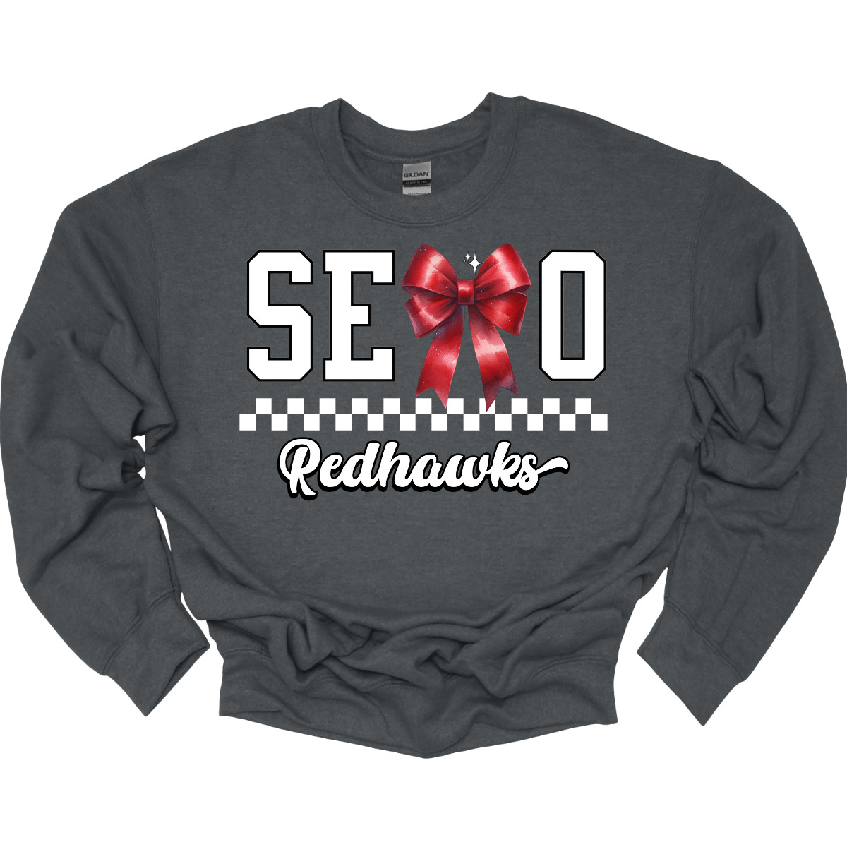This SEMO crewneck features white lettering outlined in black with a creative twist - the letter "M" is a stylish red bow for a pop of color and school spirit. A classic checkerboard line runs through the center for a trendy, eye-catching look, while the design is completed with "Redhawks" in script underneath for the perfect final touch.
Shop at Gorgeousware.com today!