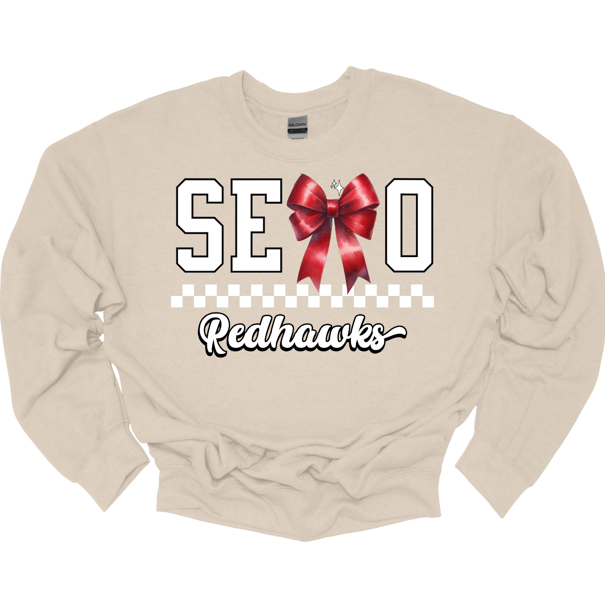 This SEMO crewneck features white lettering outlined in black with a creative twist - the letter "M" is a stylish red bow for a pop of color and school spirit. A classic checkerboard line runs through the center for a trendy, eye-catching look, while the design is completed with "Redhawks" in script underneath for the perfect final touch.
Shop at Gorgeousware.com today!