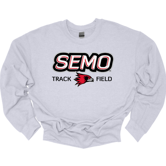 Sport gray sweatshirt with SEMO Track Field logo on a white background. Shop at Gorgeousware.com