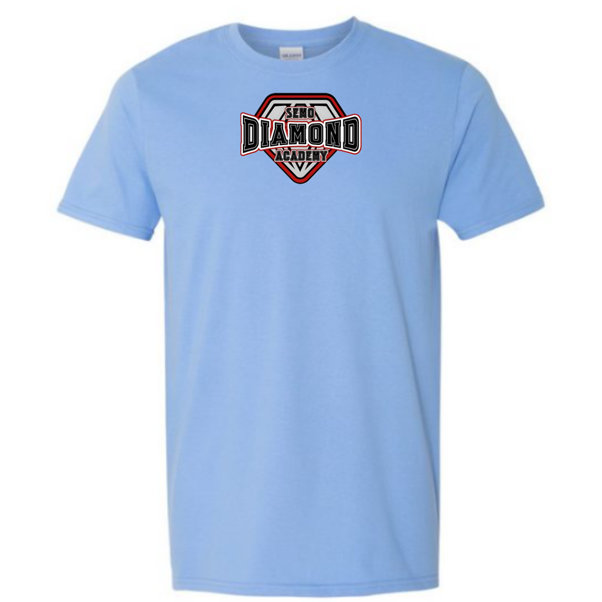 Light blue t-shirt with a 'SEMO Diamond Academy' logo on the chest against a white background