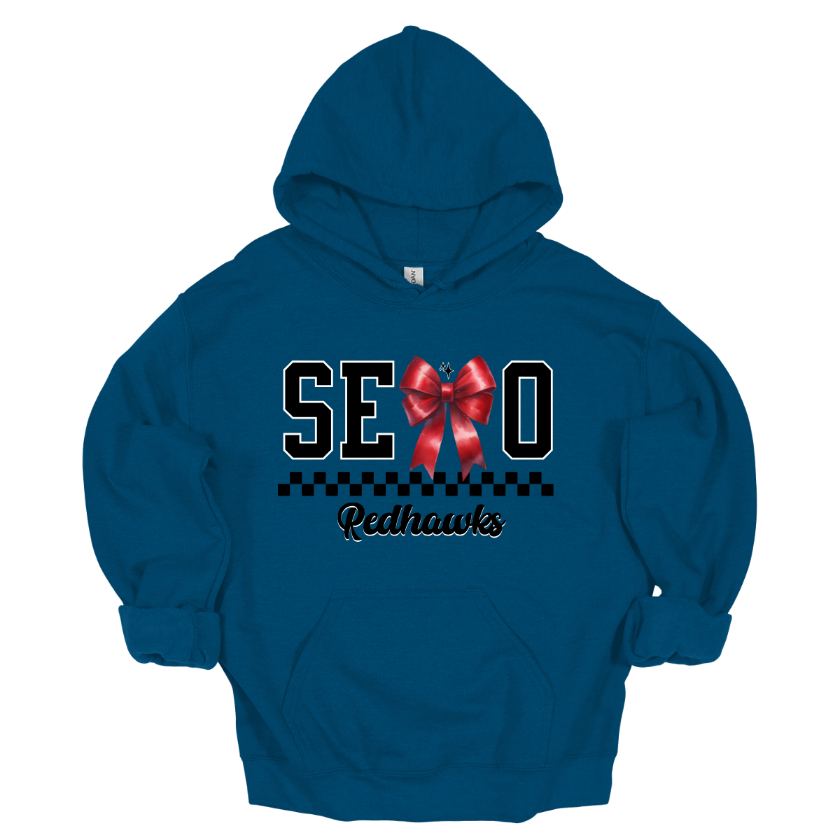 Show off your SEMO pride in style with this trendy short/long sleeve t-shirt! Featuring the bold letters "SEMO," where the "M" is cleverly replaced by a stylish red croquette bow, this shirt adds a unique twist to your wardrobe. Underneath, a playful checkerboard stripe adds a fun touch, while "Redhawks" is elegantly written in a cute cursive font, bringing a touch of flair. Get ready to turn heads and express your school spirit! Shop at Gorgeousware.com