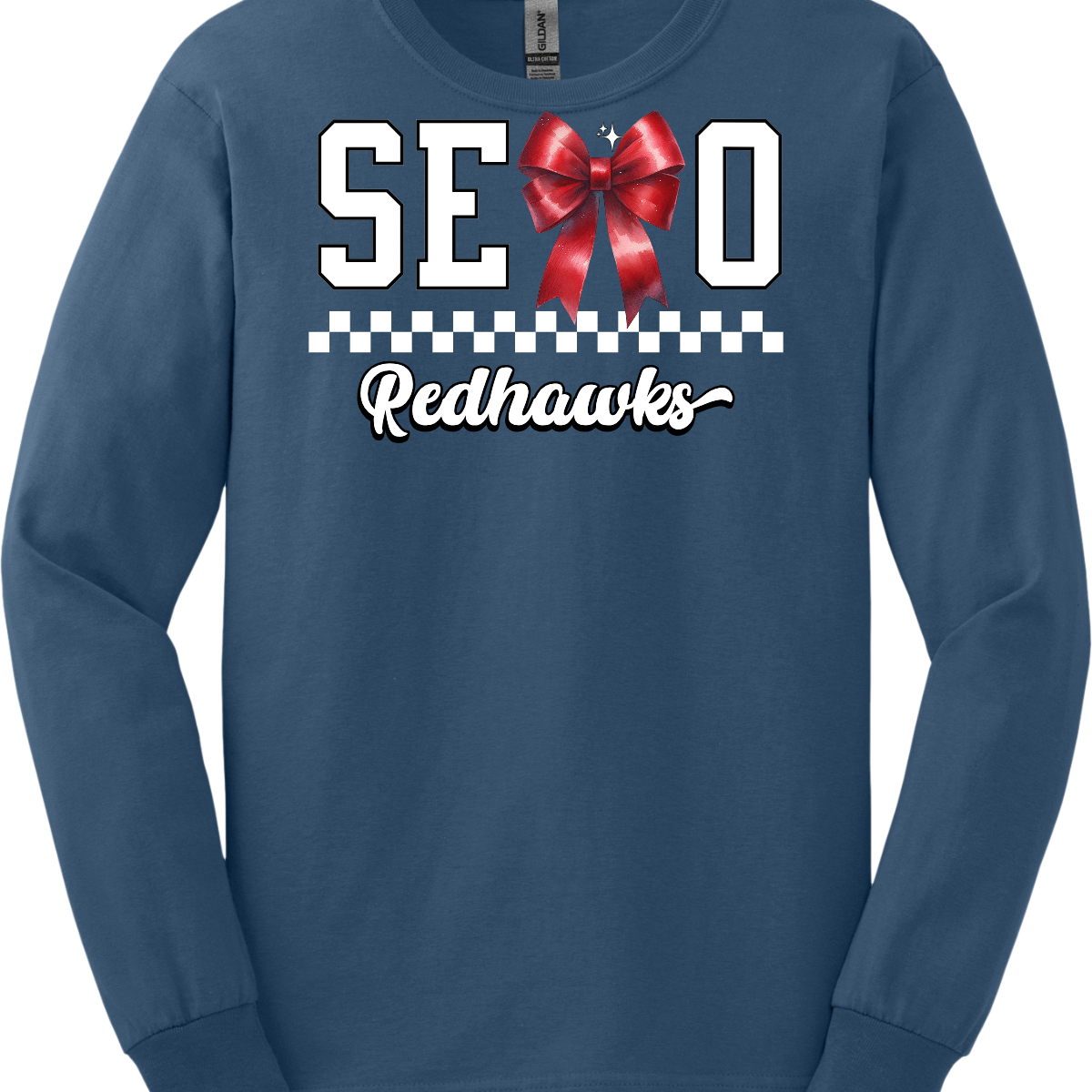This SEMO long sleeve shirt features white lettering outlined in black with a creative twist - the letter "M" is a stylish red bow for a pop of color and school spirit. A classic checkerboard line runs through the center for a trendy, eye-catching look, while the design is completed with "Redhawks" in script underneath for the perfect final touch.
Shop at Gorgeousware.com today!