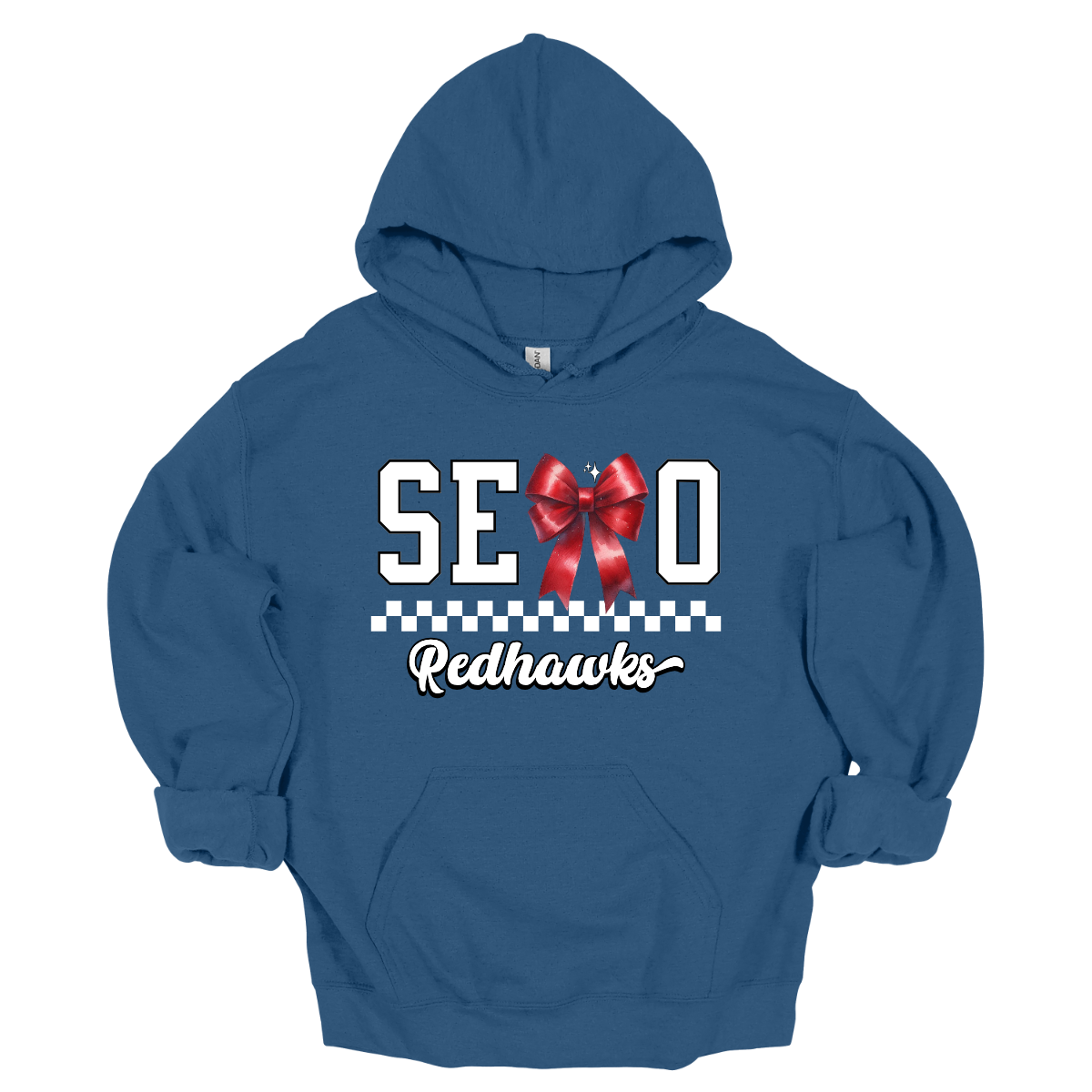 This SEMO hoodie features white lettering outlined in black with a creative twist - the letter "M" is a stylish red bow for a pop of color and school spirit. A classic checkerboard line runs through the center for a trendy, eye-catching look, while the design is completed with "Redhawks" in script underneath for the perfect final touch.
Shop at Gorgeousware.com today!