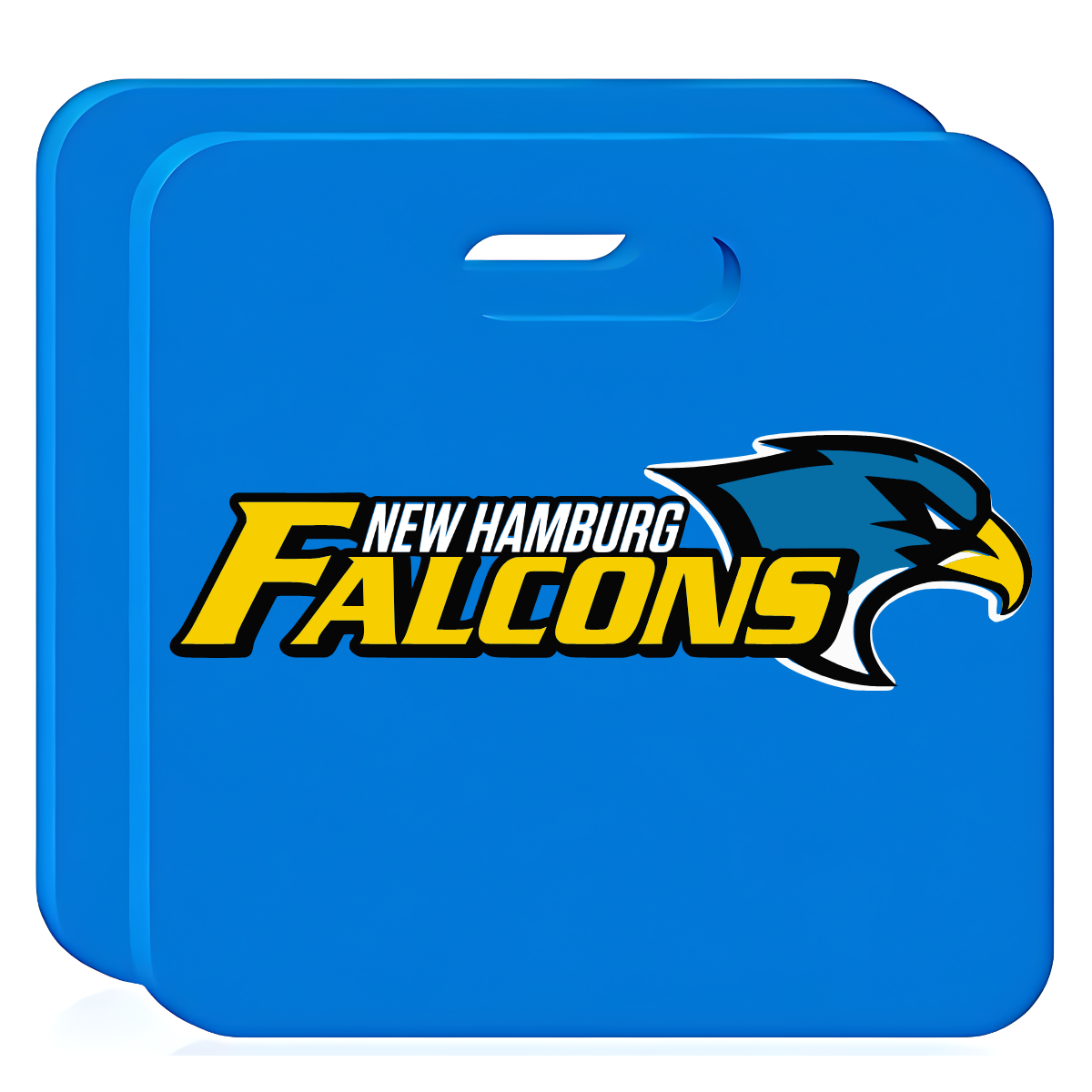 Stay comfortable and show your team spirit with this Royal Blue Stadium Seat Cushion featuring the New Hamburg Falcons logo. Perfect for game day, this one-sided cushion offers added support during those long events while proudly displaying your Falcons pride. Its vibrant royal blue color ensures you'll stand out in the crowd, while the durable, easy-to-carry design makes it ideal for any stadium, bleacher, or outdoor seating. Shop at Gorgeousware.com