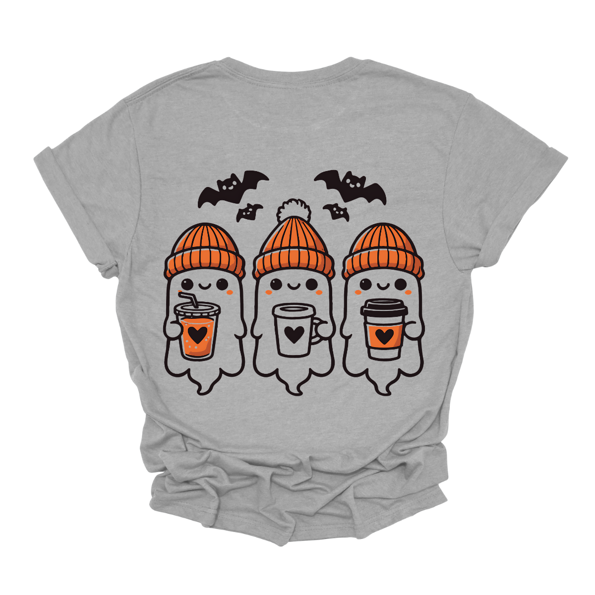 Embrace the spooky season with a touch of whimsy in this fun and cozy tee! Featuring two adorable ghosts donning cozy sock caps, each ghost is holding either a steaming mug, a refreshing iced coffee, or an insulated cup—perfect for any beverage lover. Whether you’re enjoying your favorite drink or just chilling with friends, this shirt adds a playful, ghostly charm to your outfit. Shop at Gorgeousware.com