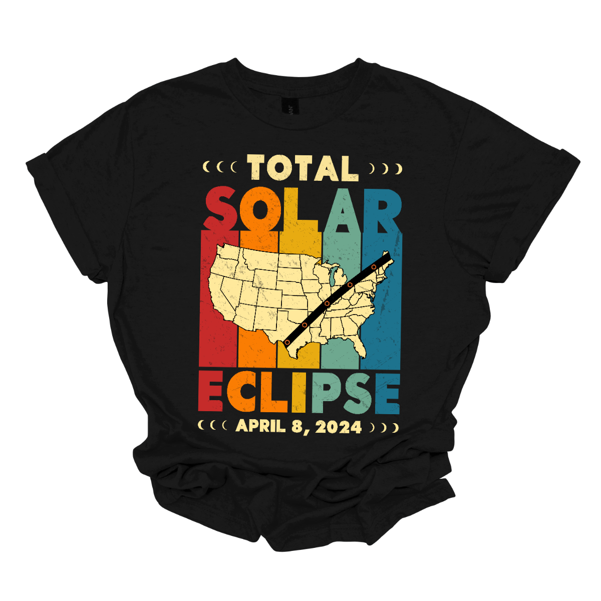 Step back in time with our 'Total Solar Eclipse" retro-inspired t-shirt! Featuring a vintage map of the USA with a charming path of totality, this design captures the essence of nostalgia and adventure. Boldly proclaiming 'Solar Eclipse' alongside the whimsical 'Total Solar Eclipse' message, it's a playful nod to the historic celestial event of 2024. Shop at Gorgeousware.com today!