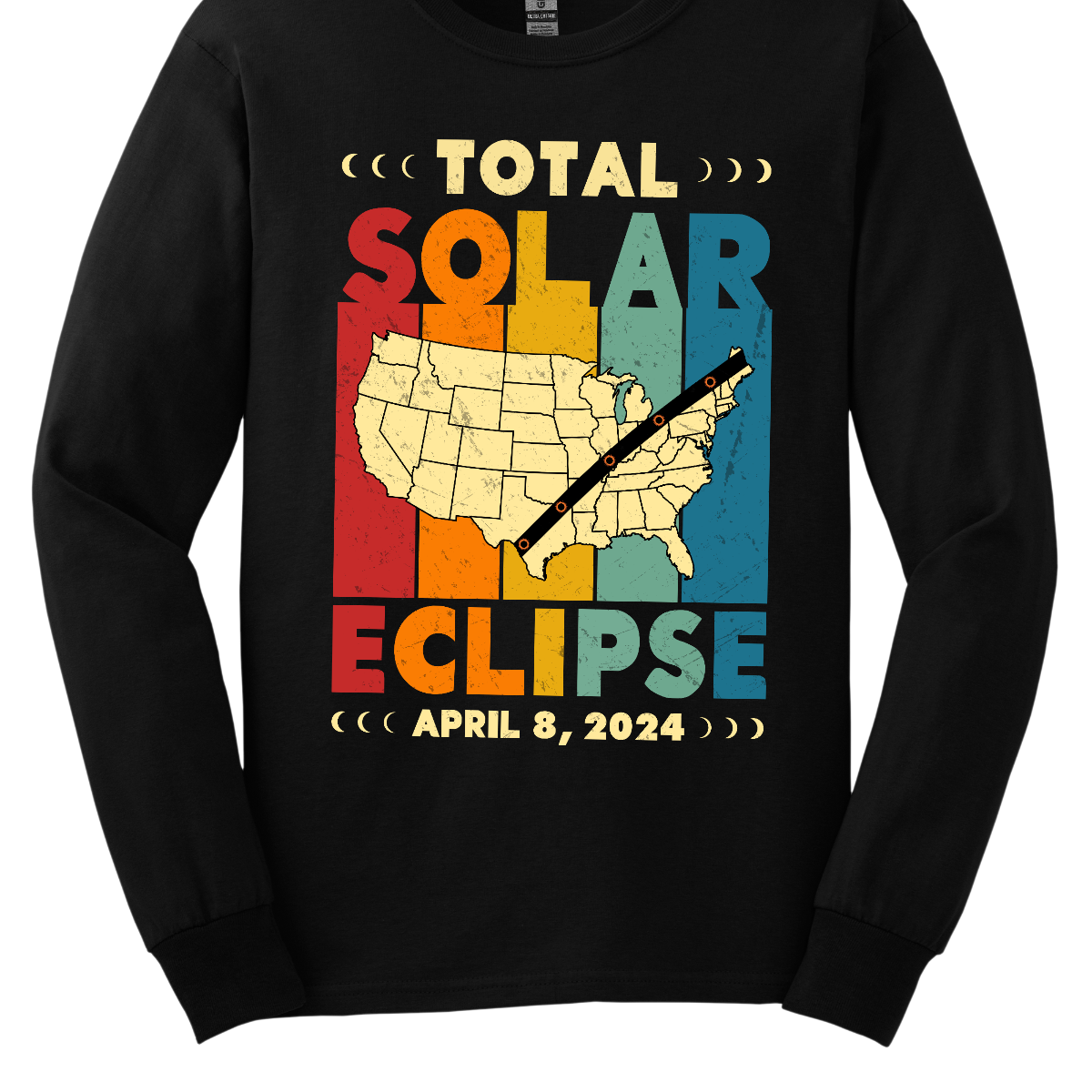 Step back in time with our 'Total Solar Eclipse" retro-inspired t-shirt! Featuring a vintage map of the USA with a charming path of totality, this design captures the essence of nostalgia and adventure. Boldly proclaiming 'Solar Eclipse' alongside the whimsical 'Total Solar Eclipse' message, it's a playful nod to the historic celestial event of 2024. Shop at Gorgeousware.com today!
