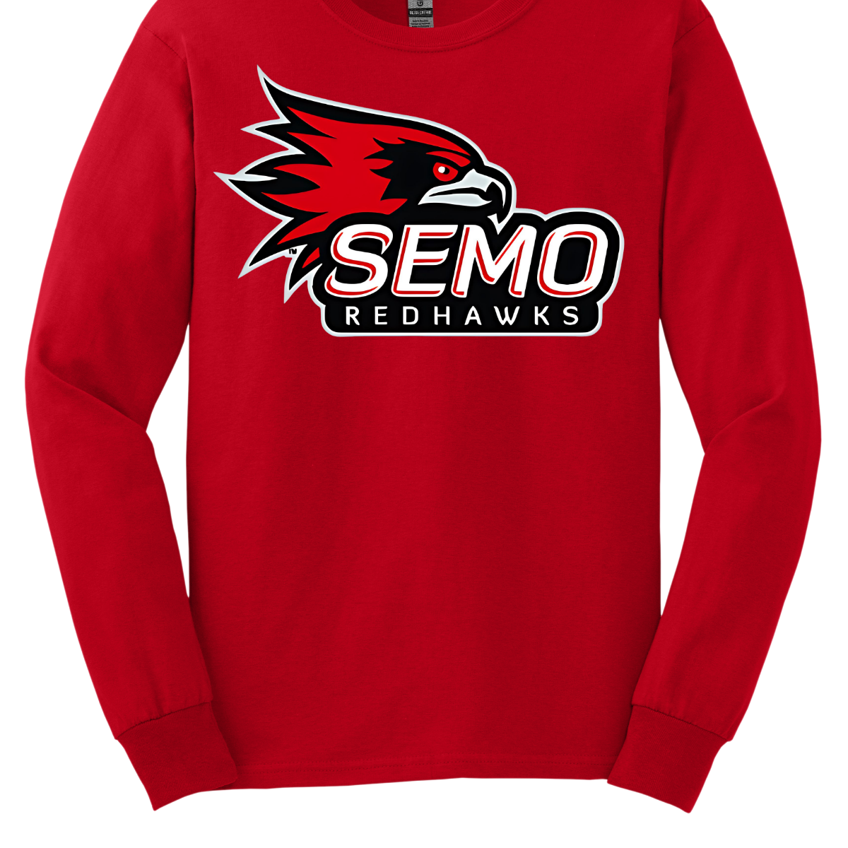 This vibrant t-shirt features the iconic SEMO Redhawk logo prominently displayed at the top, showcasing the fierce spirit of the team. Below the hawk, bold bubble letters spell out "SEMO," creating a playful and eye-catching design. Just underneath, in smaller, stylish print, the word "Redhawks" completes the look, making it a perfect blend of fun and team pride. Shop at Gorgeousware.com