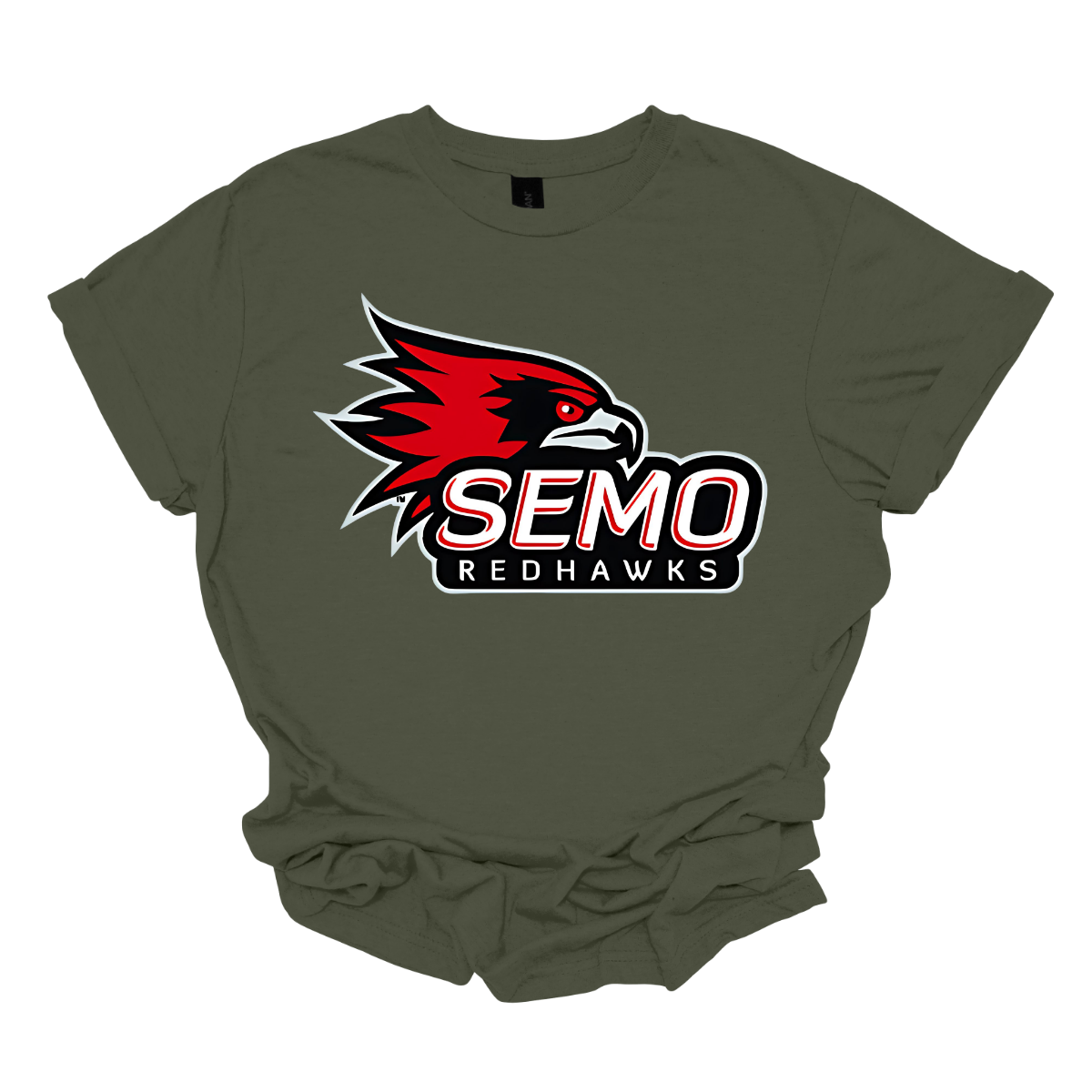 This vibrant t-shirt features the iconic SEMO Redhawk logo prominently displayed at the top, showcasing the fierce spirit of the team. Below the hawk, bold bubble letters spell out "SEMO," creating a playful and eye-catching design. Just underneath, in smaller, stylish print, the word "Redhawks" completes the look, making it a perfect blend of fun and team pride. Shop at Gorgeousware.com