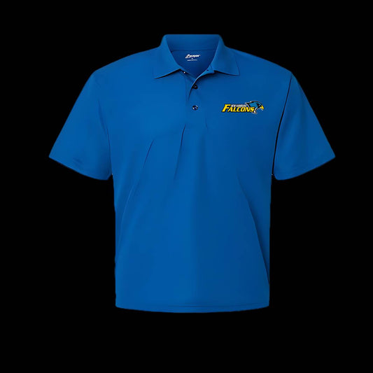 Elevate your style with the New Hamburg Falcons Performance Polo, designed for comfort and versatility. This lightweight, moisture-wicking polo features the Falcons logo proudly displayed on the chest, making it perfect for game day or casual outings. Made with breathable, stretchable fabric, it keeps you cool and comfortable whether you're on the golf course, at the office, or supporting your team.