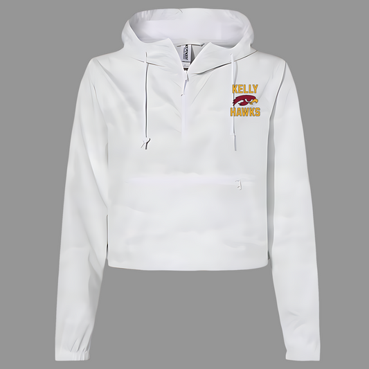 Kelly Hawks Ladies Quarter-zip Pullover Crop Windbreaker