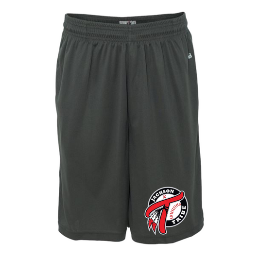 These athletic shorts feature a sleek design that balances comfort and functionality. Made from lightweight, breathable fabric, they offer moisture-wicking properties to keep you cool during workouts. The Jackson Tribe logo is prominently displayed, adding a touch of style and team spirit. With an elastic waistband for a secure fit and side pockets for convenience, these shorts are perfect for everything from running to lounging. Shop at Gorgeousware.com