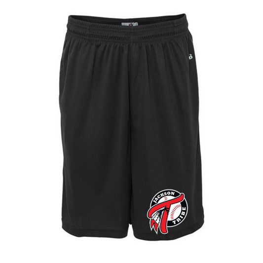 These athletic shorts feature a sleek design that balances comfort and functionality. Made from lightweight, breathable fabric, they offer moisture-wicking properties to keep you cool during workouts. The Jackson Tribe logo is prominently displayed, adding a touch of style and team spirit. With an elastic waistband for a secure fit and side pockets for convenience, these shorts are perfect for everything from running to lounging. Shop at Gorgeousware.com