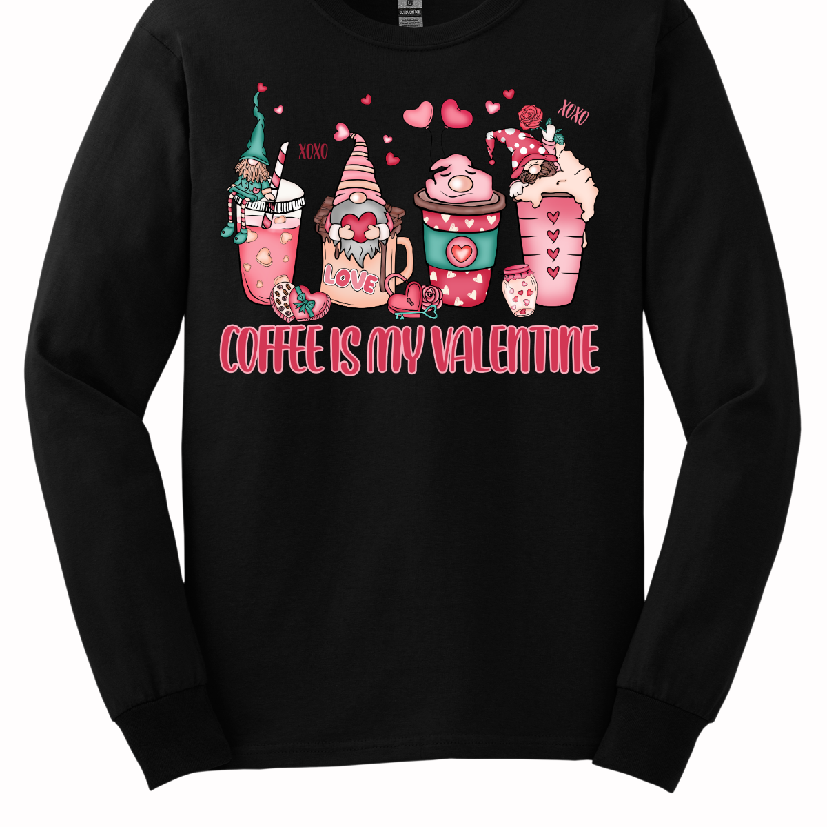 Declare your love for coffee with our whimsical 'Coffee is My Valentine' T-shirt, adorned with charming coffee cups and delightful gnomes. This tee is a playful nod to your favorite brew and a lighthearted take on the romantic season. The quirky gnomes add a touch of charm, making it a perfect choice for coffee enthusiasts with a sense of humor.