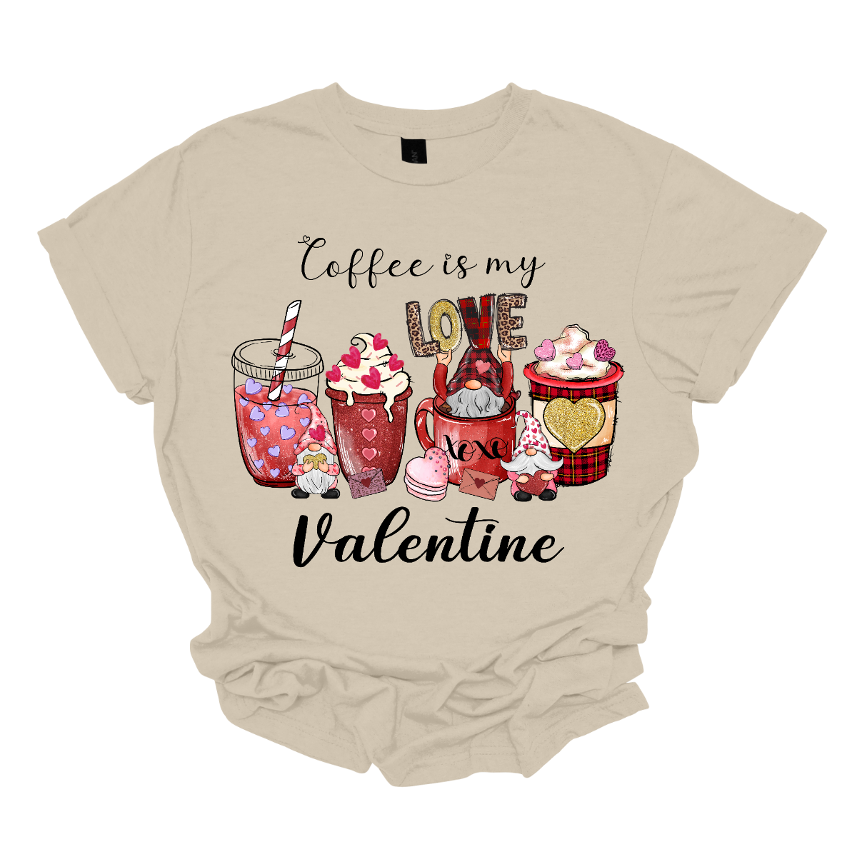 Introducing our "Coffee Is My Valentine" T-shirt featuring charming gnomes – a delightful and whimsical garment for those who've found true love in a cup of coffee. This shirt is a playful celebration of the bond between coffee lovers and their beloved brew, with the added charm of adorable gnomes. The design showcases enchanting gnomes enjoying their coffee, creating a heartwarming scene that captures the joy and affection coffee brings into our lives. Shop at Gorgeousware.com