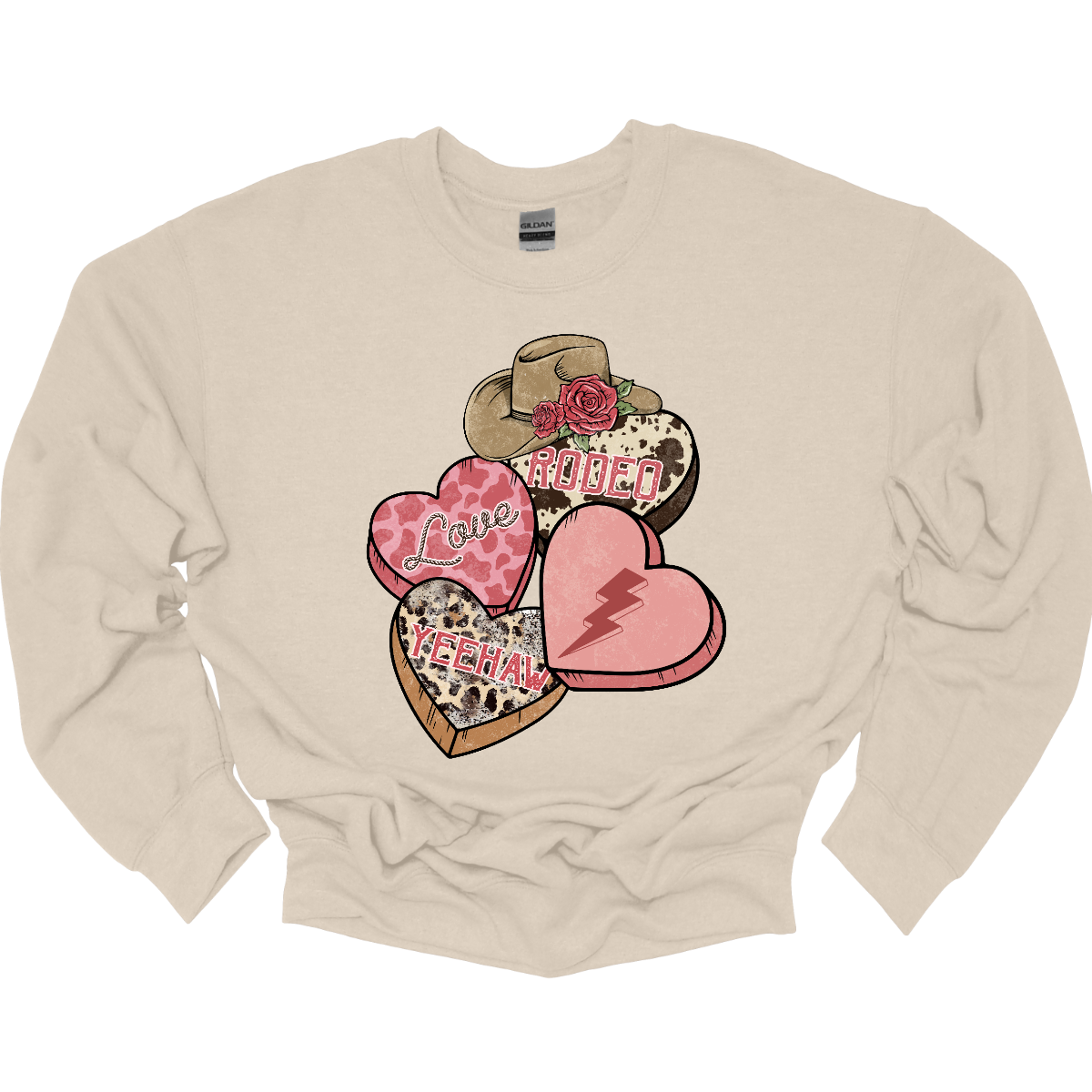 Wear your heart on your sleeve with our "Heartfelt Rodeo Expressions" T-shirt – a charming and energetic garment that beautifully combines the sweetness of conversation hearts with the rugged excitement of the rodeo. Perfect for those who want to express their love for the Western lifestyle with a playful and stylish twist. Shop at Gorgeousware.com