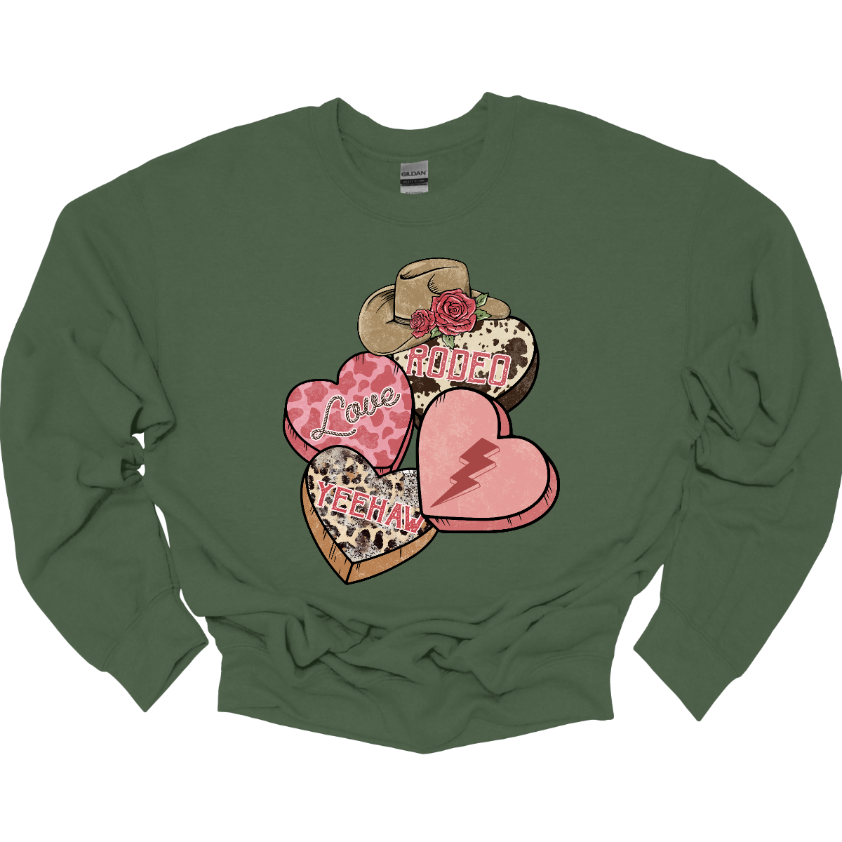 Wear your heart on your sleeve with our "Heartfelt Rodeo Expressions" T-shirt – a charming and energetic garment that beautifully combines the sweetness of conversation hearts with the rugged excitement of the rodeo. Perfect for those who want to express their love for the Western lifestyle with a playful and stylish twist. Shop at Gorgeousware.com