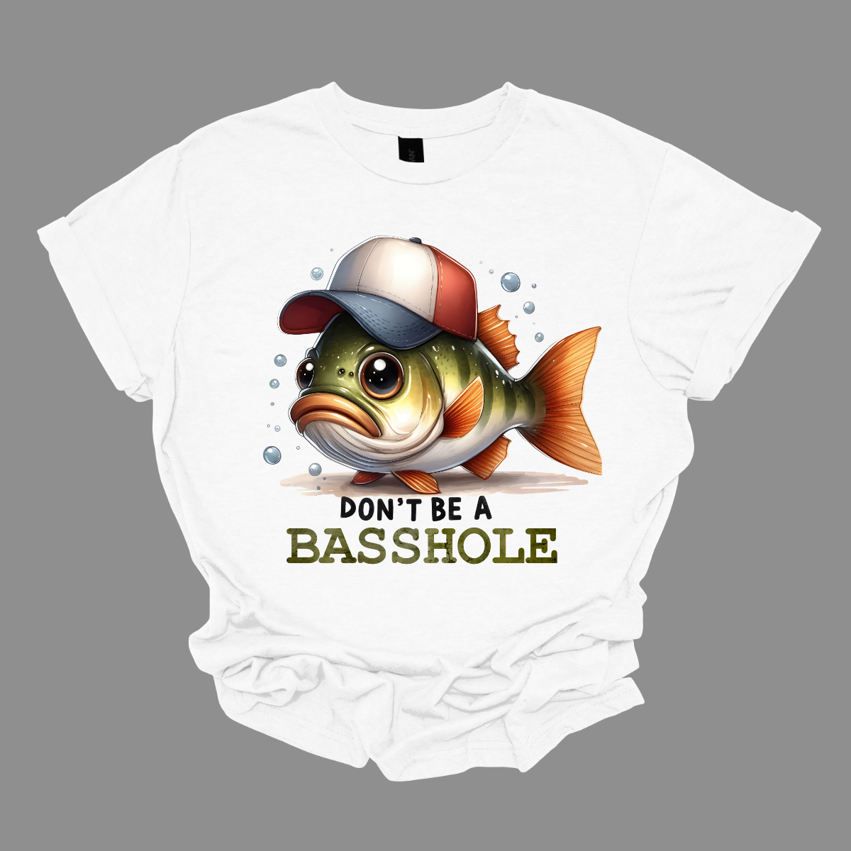 Make a splash with our “Don’t Be a Basshole” t-shirt! This cheeky design features a mischievous bass fish rocking a stylish baseball hat, delivering a hilarious twist on a classic phrase. The bold, playful text reminds everyone to keep things light and fun, while the fish adds a touch of unique character and charm. Made from soft, high-quality fabric, this shirt ensures comfort while you reel in compliments and laughs. Shop at Gorgeousware.com