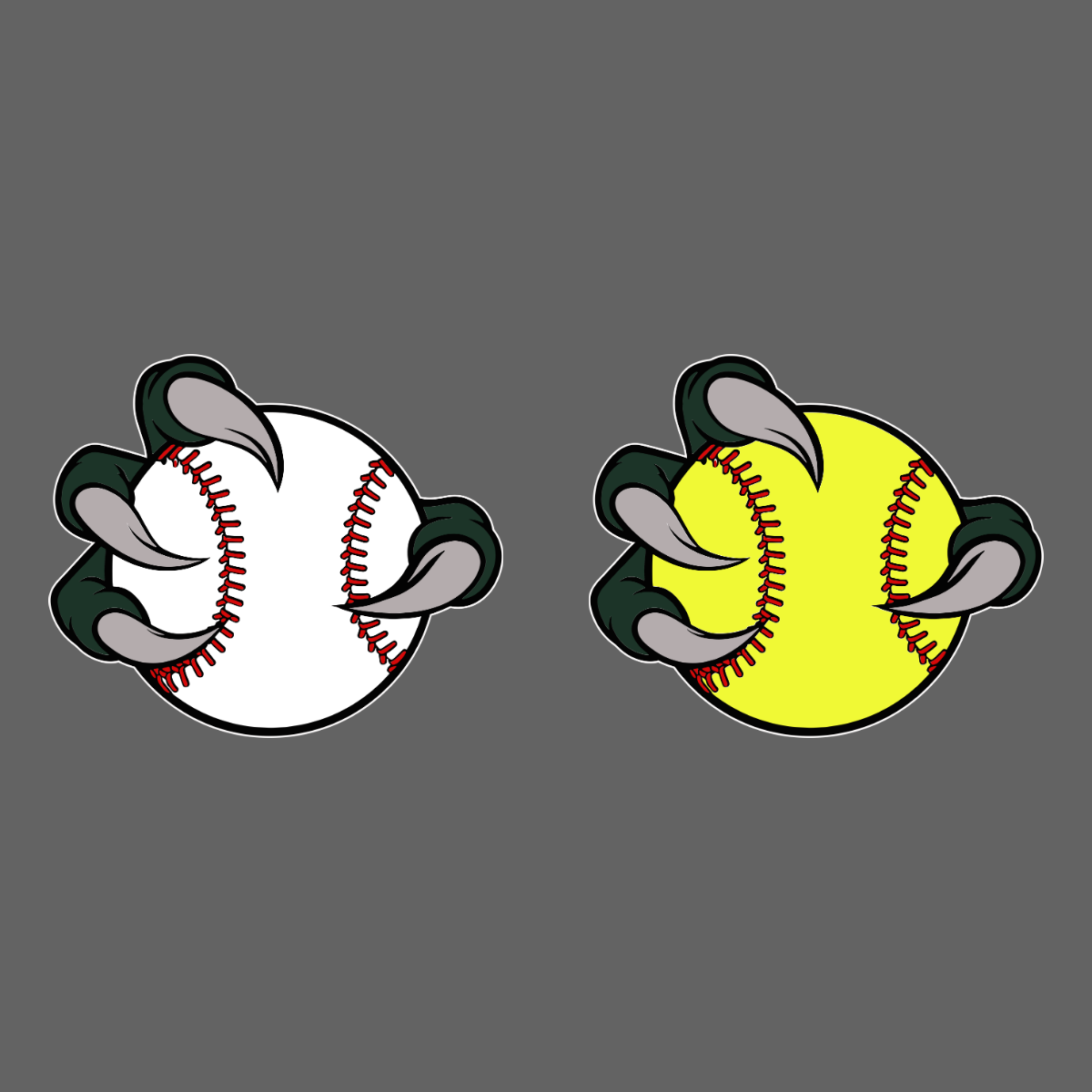 Bearded Dragons baseball and a softball design on a gray background