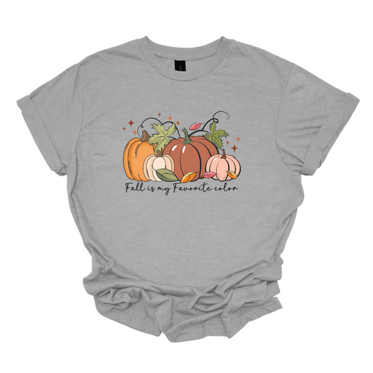 Elevate your autumn style with our "Fall Is My Favorite Color" T-shirt, adorned with an array of soft orange pumpkins! Crafted from soft, premium fabric, this tee offers both comfort and style for the crisp days of fall.  Embrace the beauty of the season with this charming design, perfect for pumpkin patch visits, cozy bonfires, or simply enjoying a pumpkin spice latte. Available in a range of sizes, it's a must-have addition to any fall wardrobe. Shop at Gorgeousware.com