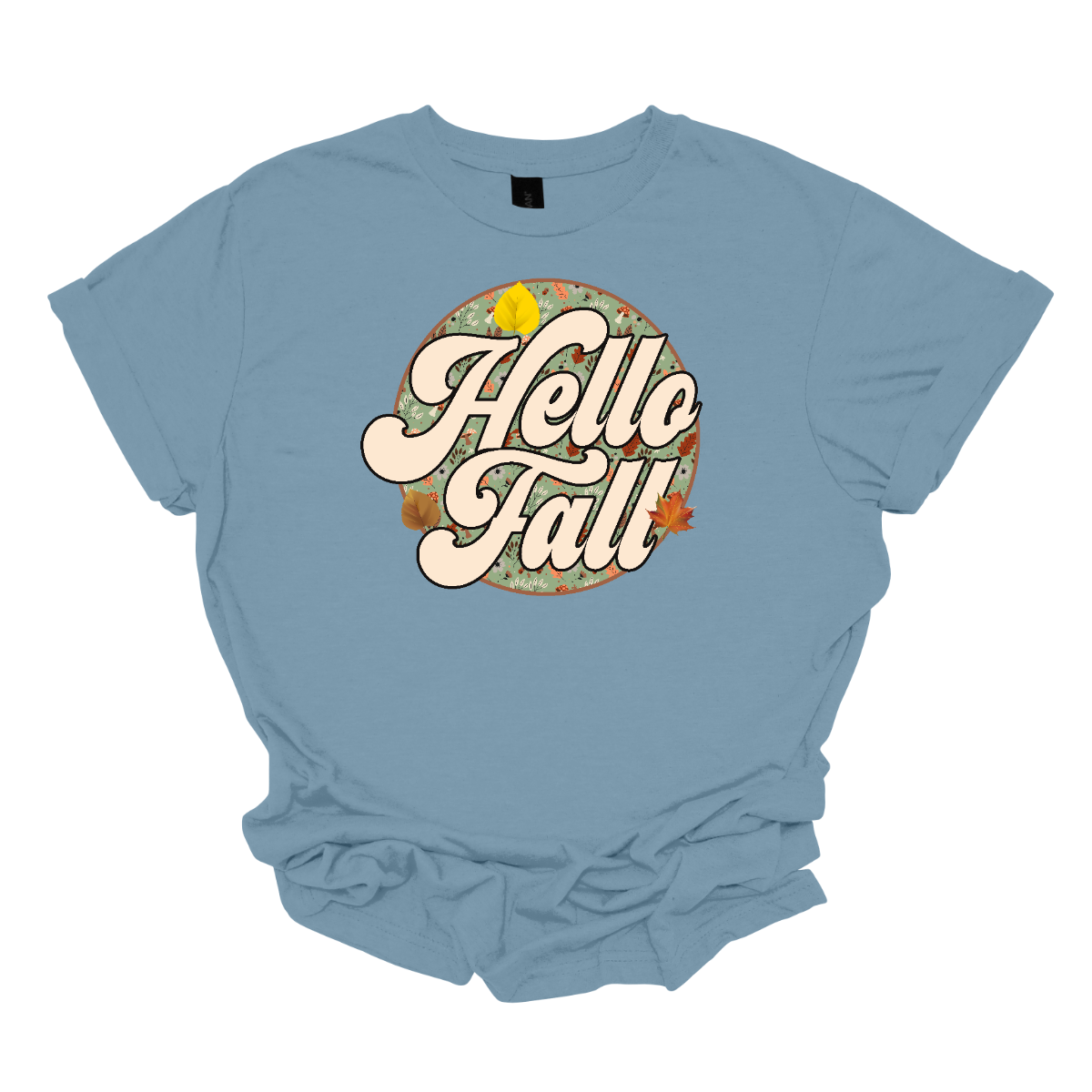 Embrace the cozy vibes of autumn with our "Hello Fall" t-shirt! This vintage-inspired design features a charming retro font that welcomes the season with warmth and style. The phrase "Hello Fall" is nestled in the center of a circular frame, surrounded by a delightful fall-themed backdrop. Shop at Gorgeousware.com.