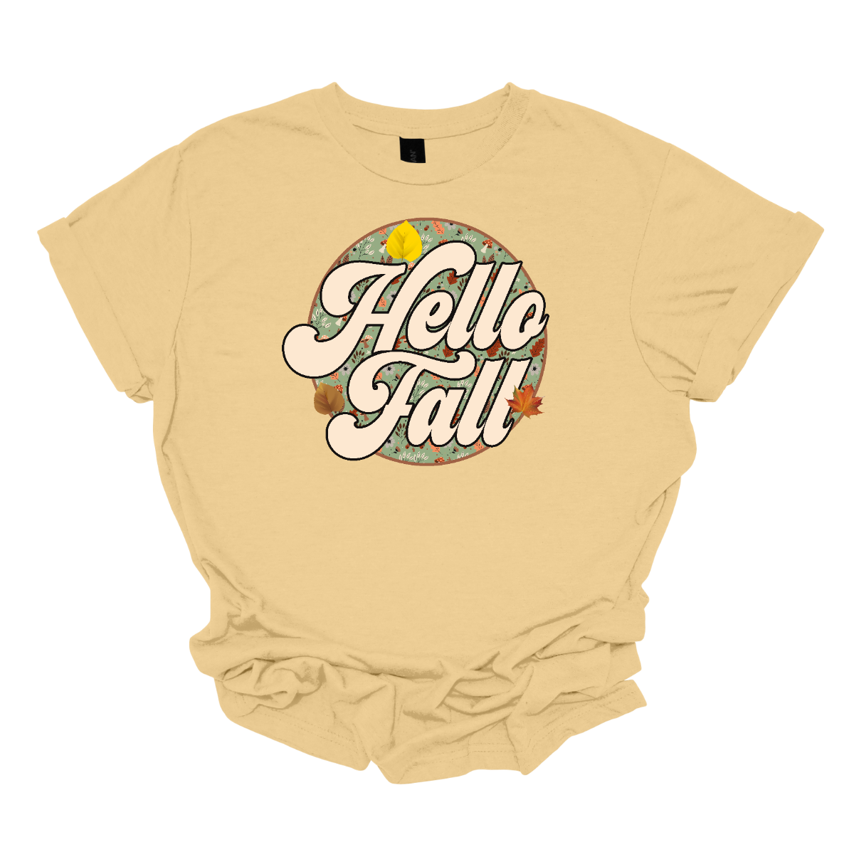 Embrace the cozy vibes of autumn with our "Hello Fall" t-shirt! This vintage-inspired design features a charming retro font that welcomes the season with warmth and style. The phrase "Hello Fall" is nestled in the center of a circular frame, surrounded by a delightful fall-themed backdrop. Shop at Gorgeousware.com.