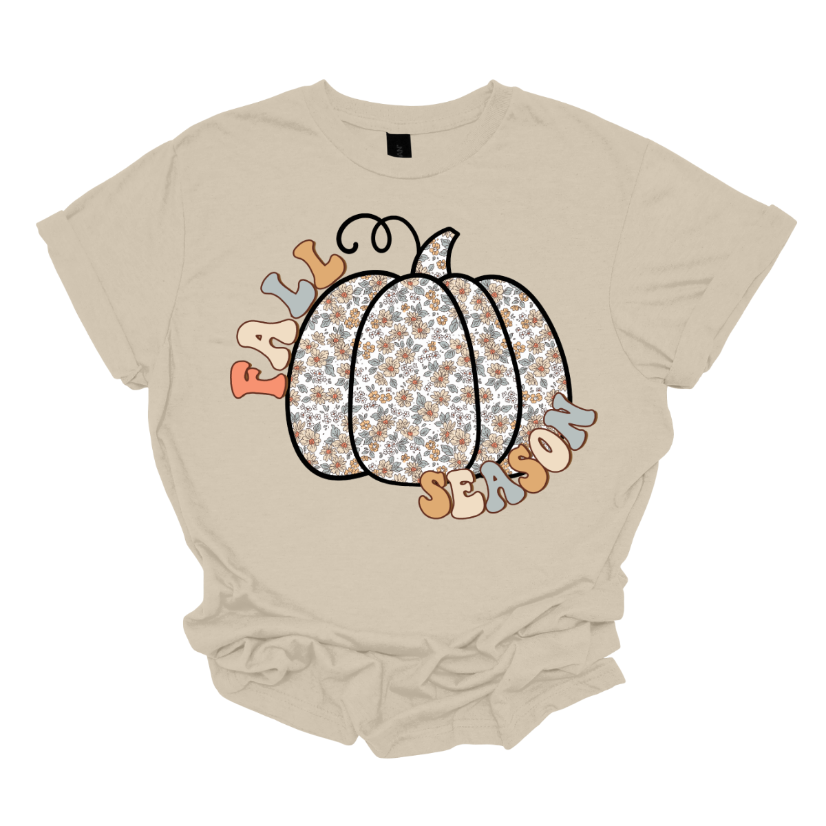 Celebrate the beauty of autumn with our "Fall Season" t-shirt! This enchanting design features the words "Fall Season" in a stylish, easy-to-read font, perfectly complemented by a unique pumpkin illustration. The pumpkin is adorned with a soft floral pattern, blending seasonal charm with a touch of whimsical elegance.  Shop at Gorgeousware.com