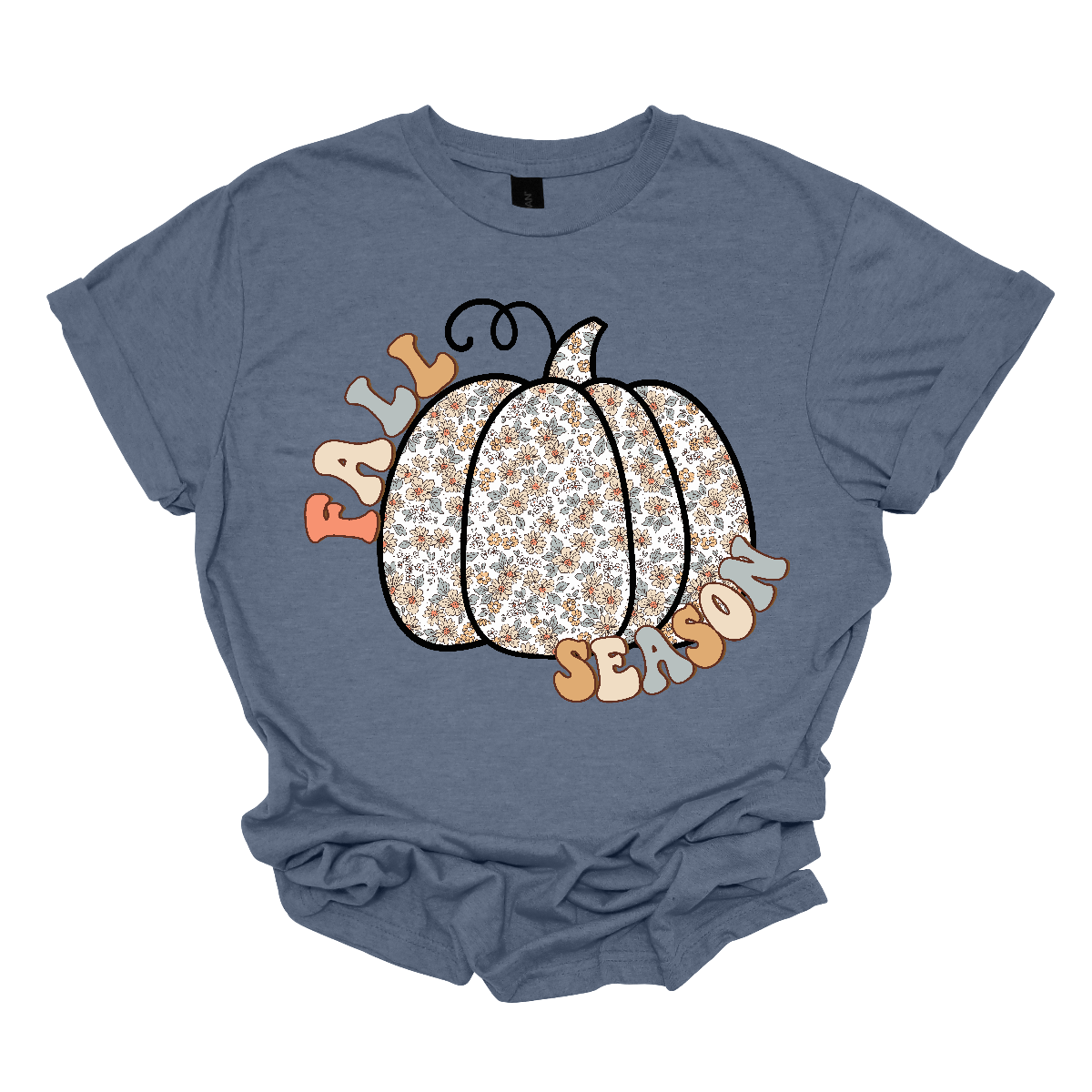 Celebrate the beauty of autumn with our "Fall Season" t-shirt! This enchanting design features the words "Fall Season" in a stylish, easy-to-read font, perfectly complemented by a unique pumpkin illustration. The pumpkin is adorned with a soft floral pattern, blending seasonal charm with a touch of whimsical elegance.  Shop at Gorgeousware.com