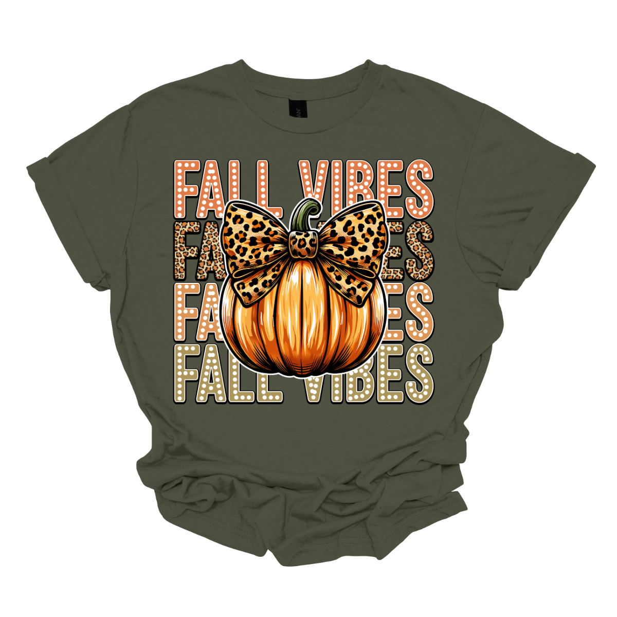 Embrace the cozy charm of autumn with our "Fall Designs" t-shirt! This playful design features the phrase "Fall Designs" stacked vertically, with vibrant fall colors bringing each letter to life in a charming white dot font. At the heart of the design, a whimsical pumpkin with a cute cheetah print bow adds a touch of playful flair. Shop at Gorgeousware.com