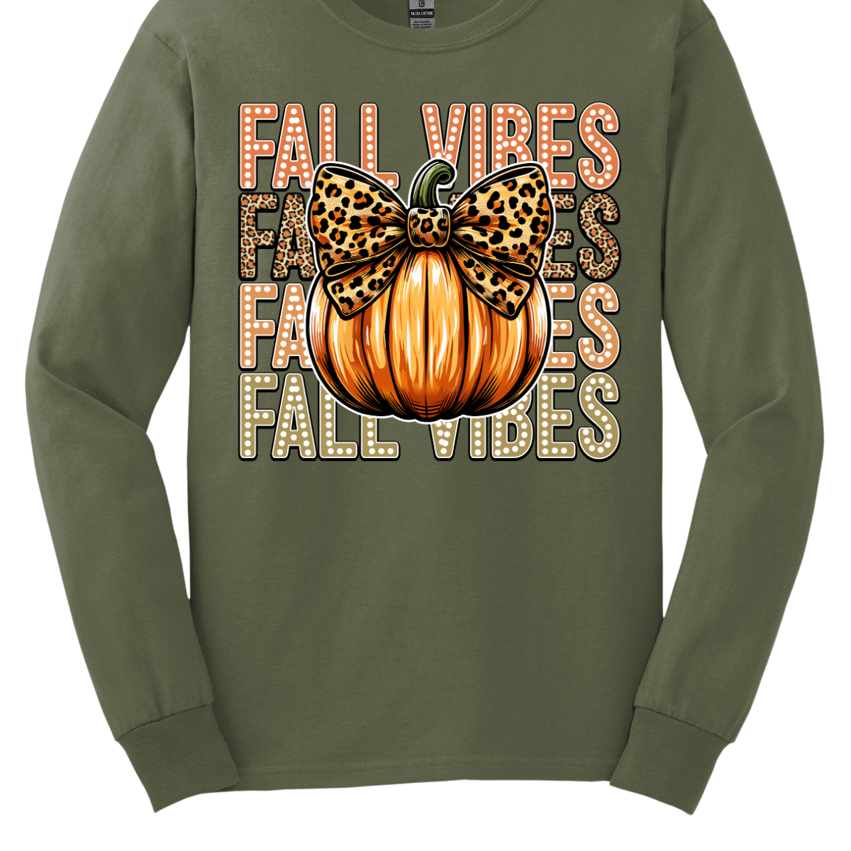 Embrace the cozy charm of autumn with our "Fall Designs" t-shirt! This playful design features the phrase "Fall Designs" stacked vertically, with vibrant fall colors bringing each letter to life in a charming white dot font. At the heart of the design, a whimsical pumpkin with a cute cheetah print bow adds a touch of playful flair. Shop at Gorgeousware.com