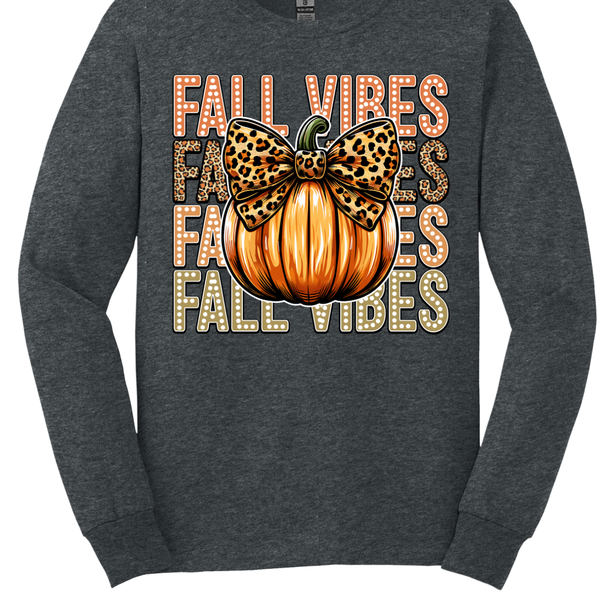 Embrace the cozy charm of autumn with our "Fall Designs" t-shirt! This playful design features the phrase "Fall Designs" stacked vertically, with vibrant fall colors bringing each letter to life in a charming white dot font. At the heart of the design, a whimsical pumpkin with a cute cheetah print bow adds a touch of playful flair. Shop at Gorgeousware.com