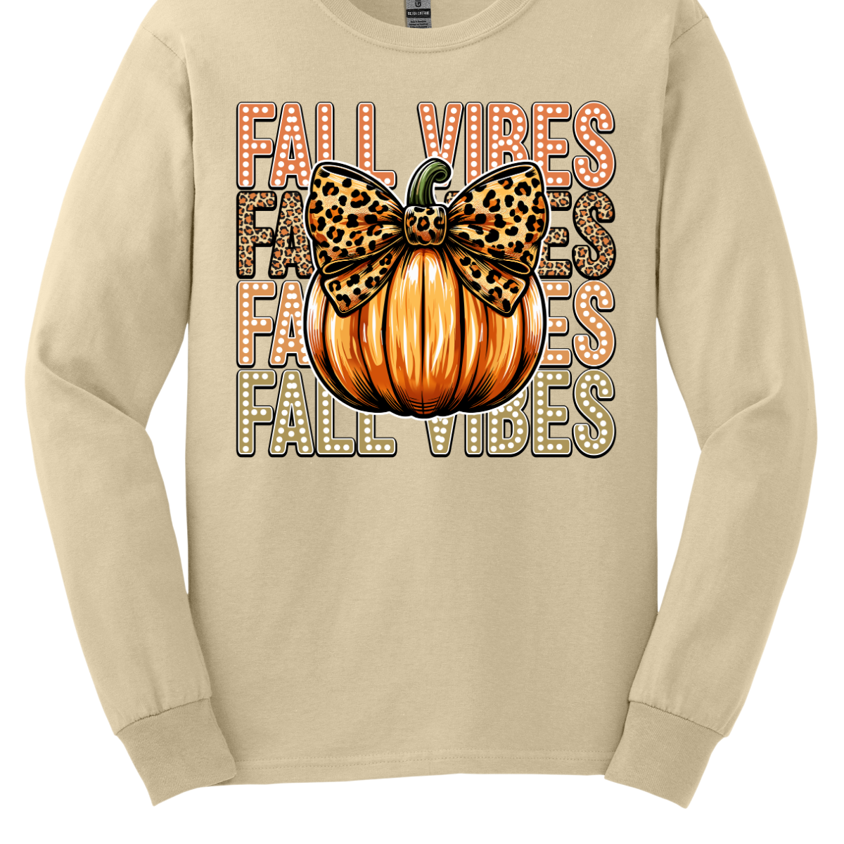 Embrace the cozy charm of autumn with our "Fall Designs" t-shirt! This playful design features the phrase "Fall Designs" stacked vertically, with vibrant fall colors bringing each letter to life in a charming white dot font. At the heart of the design, a whimsical pumpkin with a cute cheetah print bow adds a touch of playful flair. Shop at Gorgeousware.com