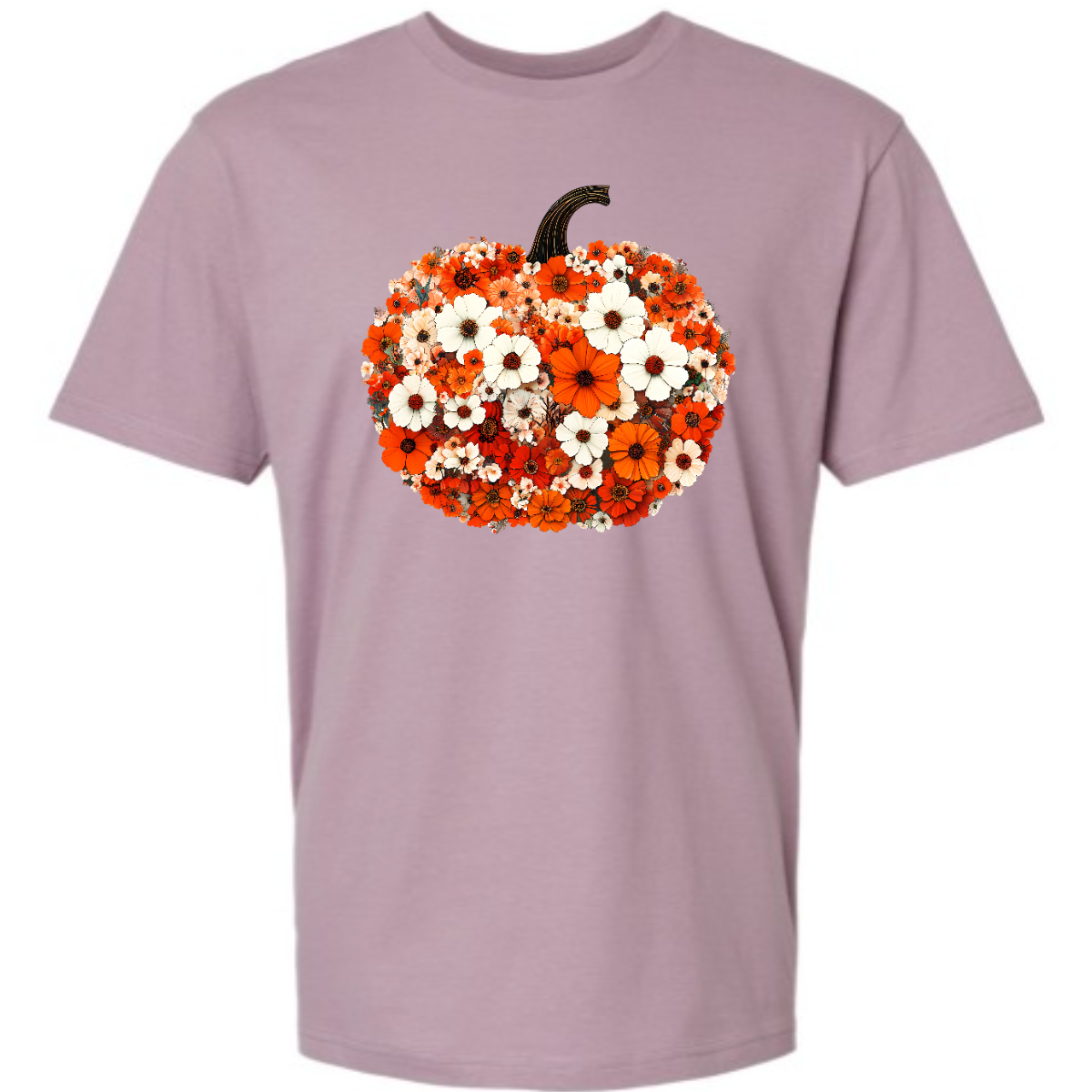 The design features a sweet little ghost bundled up in an orange sock cap with a pink pom on top. The flipped brim of the hat reads “BOO” for a playful touch. This stylish ghost also sports purple reading glasses, holds a matching purple drink cup, and carries a tiny jack-o’-lantern bucket — ready for all the fall fun! Two little bats flutter in the background to complete the whimsical Halloween scene. Shop at Gorgeousware.com