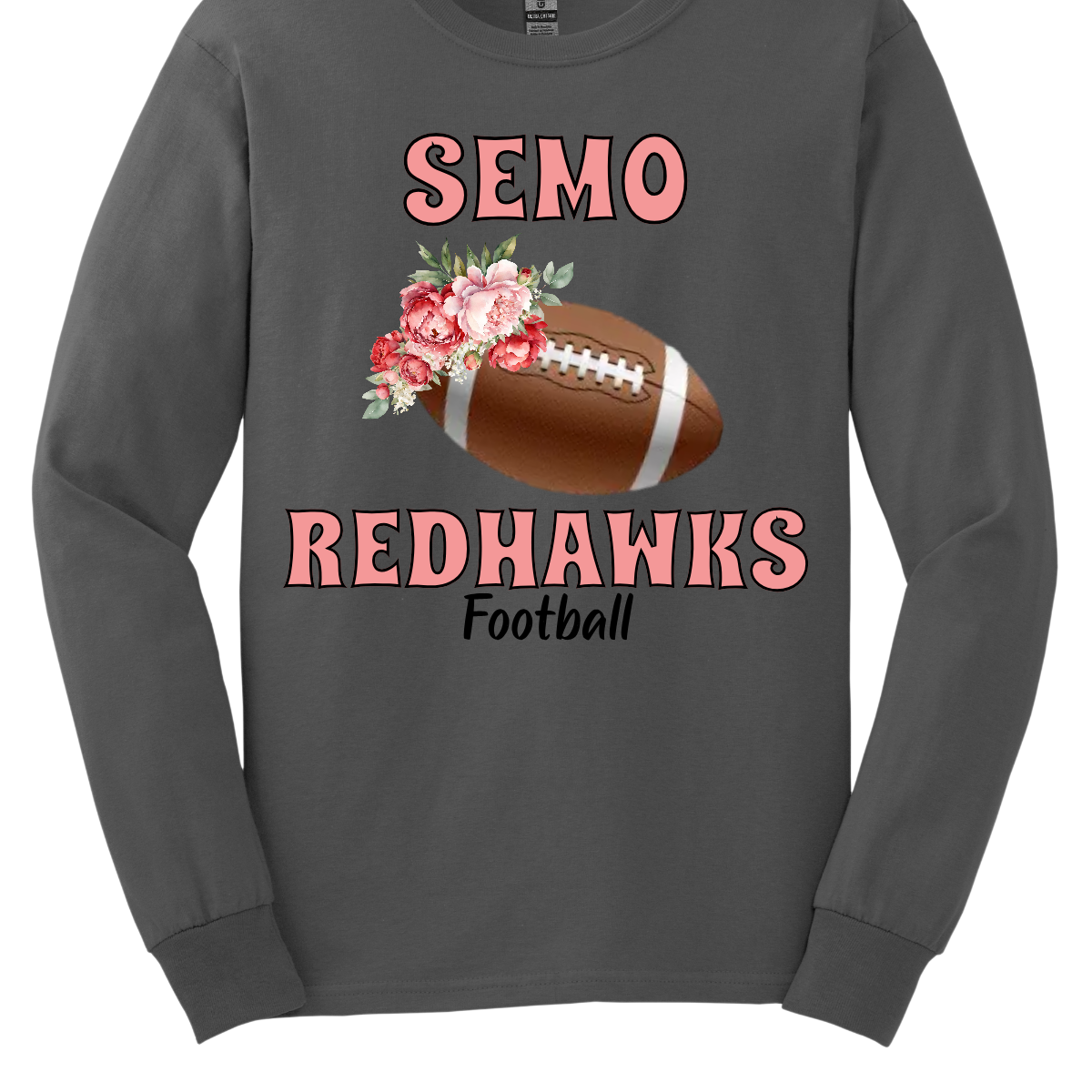 This SEMO shirt features bold pink SEMO Redhawks lettering across the front, making your pride stand out in eye-catching fashion. A detailed football is accented with delicate flowers adds a unique, feminine twist, while the finishing touch of bold black Football lettering ties the look together. This design blends fierce Redhawk energy with a soft, stylish edge.
Shop at Gorgeousware.com today!

