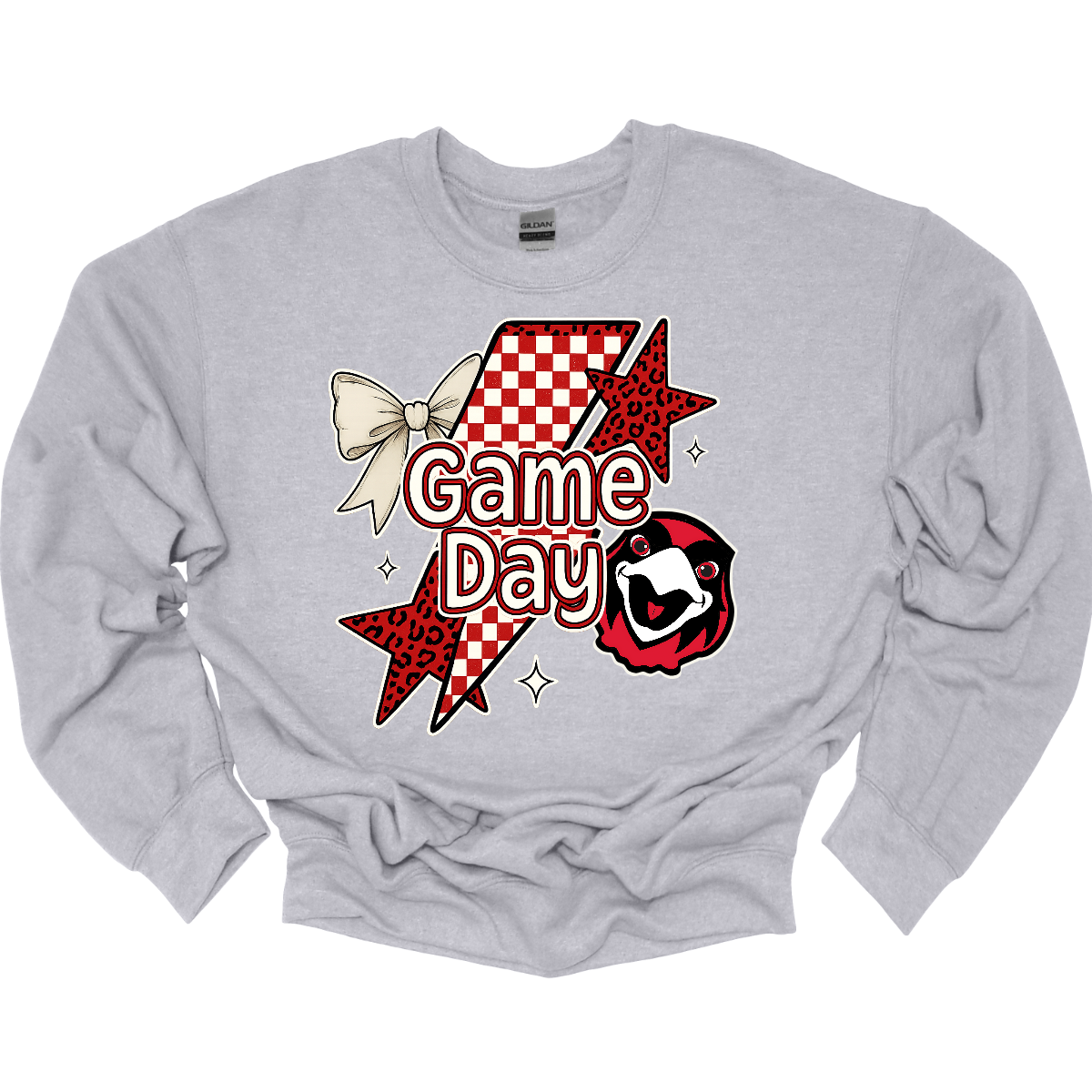 Bring the energy of the stands to your style with the Game Day Rowdy SEMO crewneck and hoodie! This eye-catching piece features striking shooting stars that celebrates SEMO’s unstoppable momentum. At the heart of the design, the fearless Redhawk, symbolizing strength and school pride. A playful croquette bow adds a unique touch of flair, while the powerful “Game Day” lettering in crisp white overlays the design—reminding everyone you’re ready to cheer loud and proud.
Shop at Gorgeouswear.com today!
