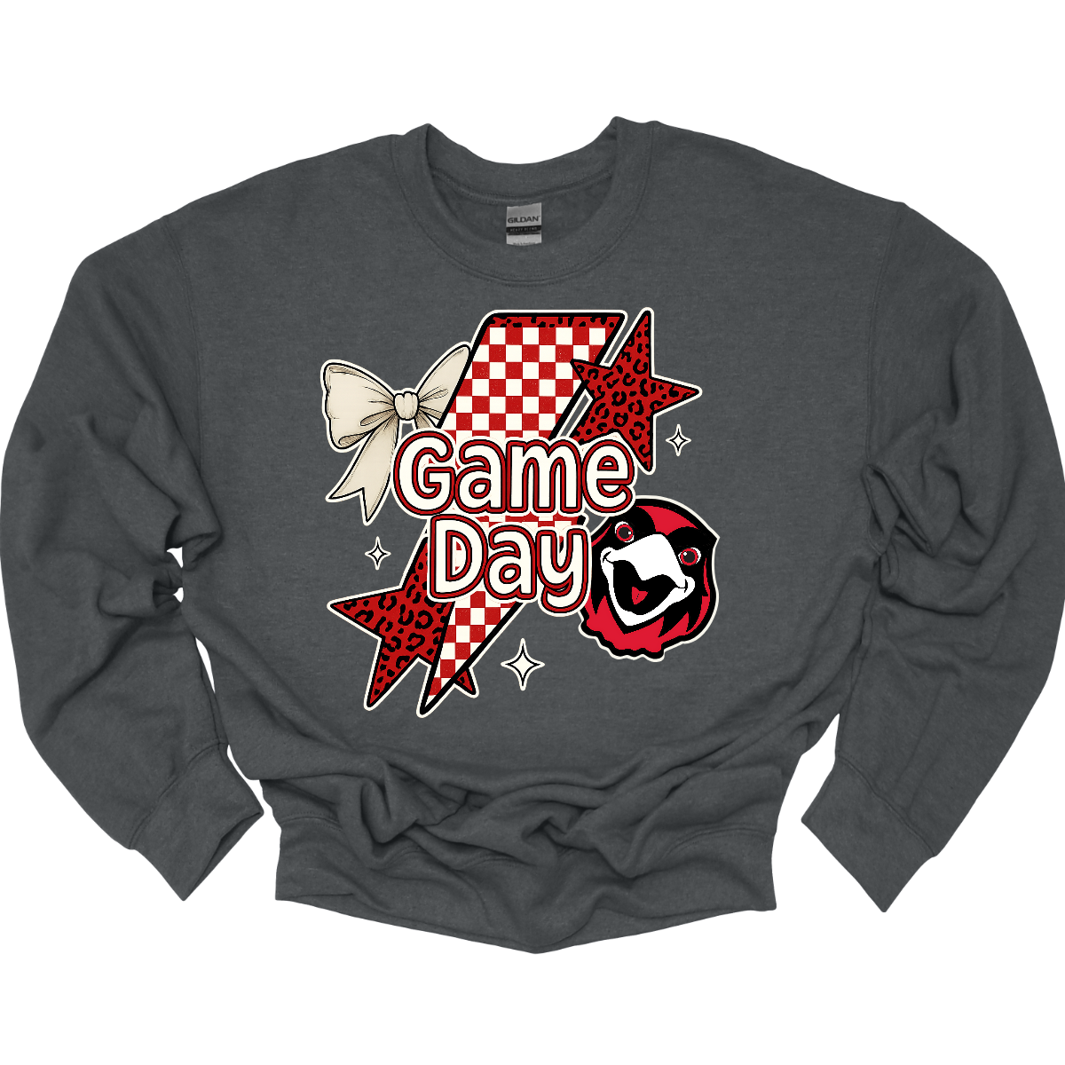 Bring the energy of the stands to your style with the Game Day Rowdy SEMO crewneck and hoodie! This eye-catching piece features striking shooting stars that celebrates SEMO’s unstoppable momentum. At the heart of the design, the fearless Redhawk, symbolizing strength and school pride. A playful croquette bow adds a unique touch of flair, while the powerful “Game Day” lettering in crisp white overlays the design—reminding everyone you’re ready to cheer loud and proud.
Shop at Gorgeouswear.com today!
