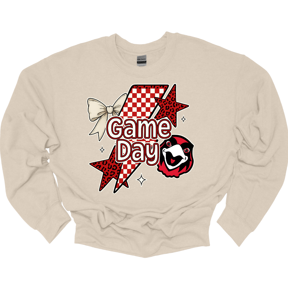 Bring the energy of the stands to your style with the Game Day Rowdy SEMO crewneck and hoodie! This eye-catching piece features striking shooting stars that celebrates SEMO’s unstoppable momentum. At the heart of the design, the fearless Redhawk, symbolizing strength and school pride. A playful croquette bow adds a unique touch of flair, while the powerful “Game Day” lettering in crisp white overlays the design—reminding everyone you’re ready to cheer loud and proud.
Shop at Gorgeouswear.com today!
