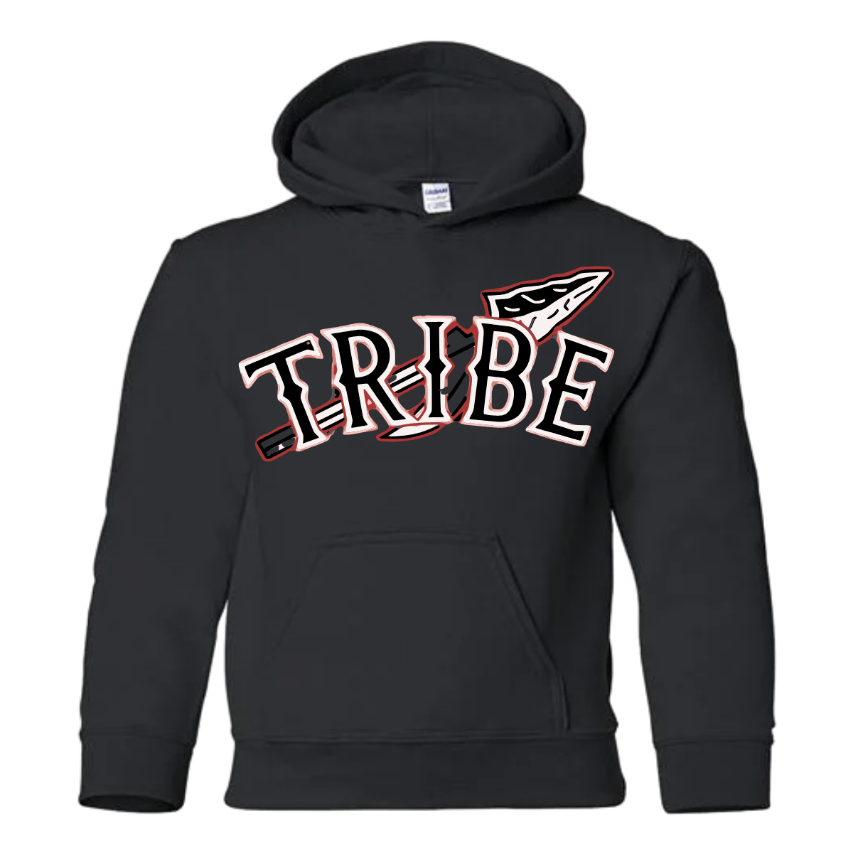 The hooded sweatshirt features a cozy, relaxed fit, perfect for layering. It is crafted from soft, durable fabric that offers warmth and comfort. The standout element is the Tribe logo, prominently displayed on the front. The logo may incorporate bold colors or unique designs that represent the tribe's identity, adding a touch of personality. The hood is adjustable with drawstrings, and the kangaroo pocket adds functionality, making it ideal for casual outings or lounging at home. 