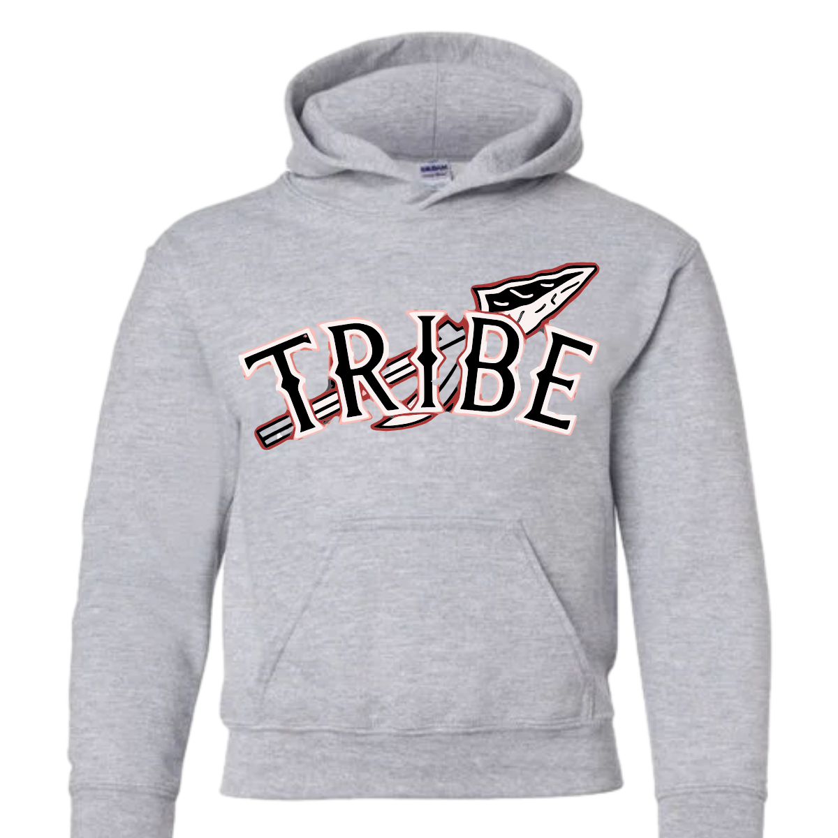 The hooded sweatshirt features a cozy, relaxed fit, perfect for layering. It is crafted from soft, durable fabric that offers warmth and comfort. The standout element is the Tribe logo, prominently displayed on the front. The logo may incorporate bold colors or unique designs that represent the tribe's identity, adding a touch of personality. The hood is adjustable with drawstrings, and the kangaroo pocket adds functionality, making it ideal for casual outings or lounging at home. 