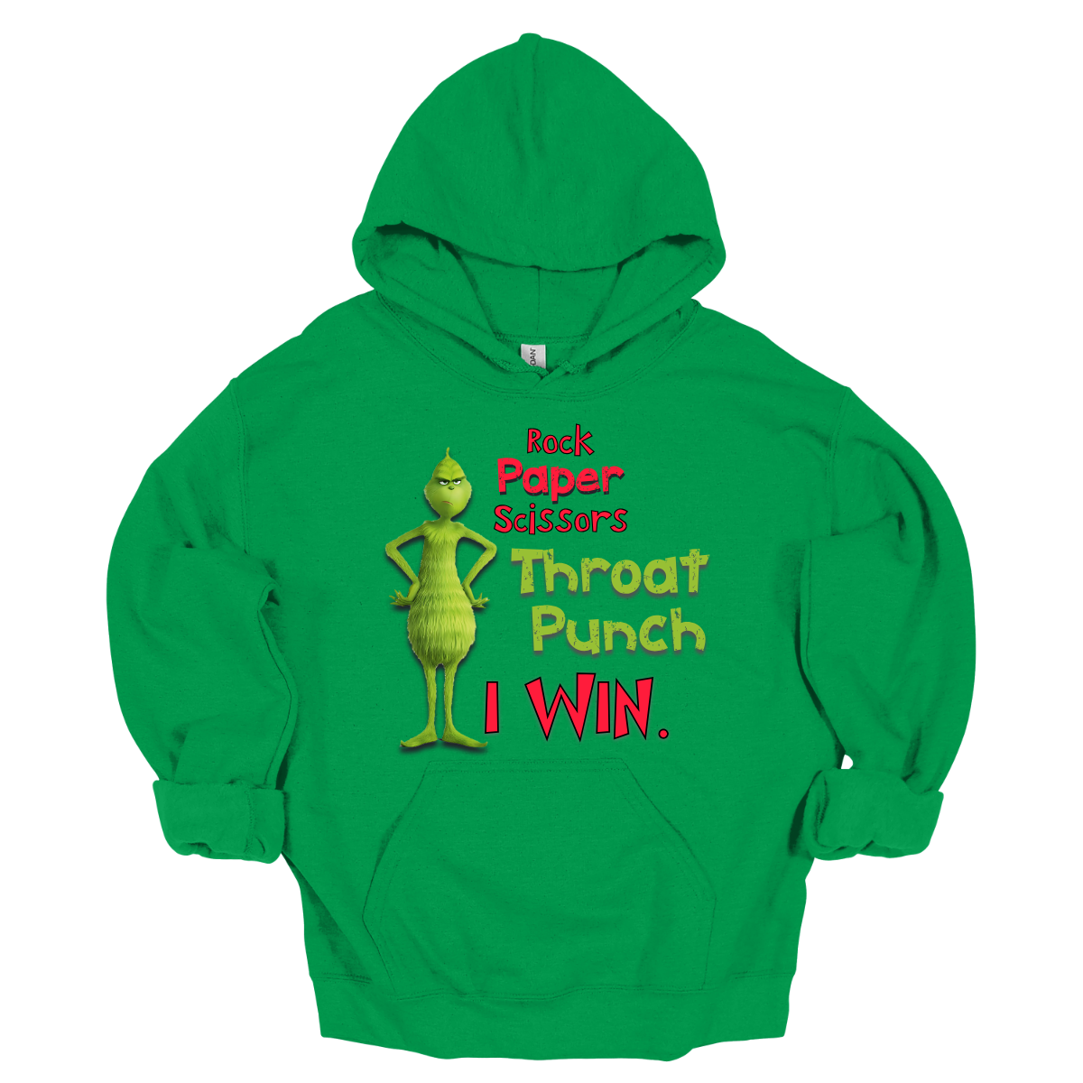 Who needs traditional moves when you can go straight for the throat punch? With our “Rock, Paper, Scissors, Throat Punch... I Win” t-shirt, featuring the mischievous new Grinch, you’ll show everyone that you’ve got the ultimate winning strategy. Perfect for those moments when words just won’t do, this shirt combines humor with a touch of Grinchy attitude. Shop at Gorgeousware.com