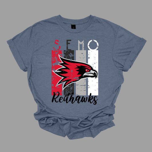 Elevate your style with the Grunge SEMO Redhawk apparel, featuring vibrant colored bars in red, dark grey, light grey, and white. Each letter of "SEMO" proudly sits atop its own bar, creating a striking visual impact. At the center, the fierce Redhawk mascot adds an extra touch of spirit and pride. Perfect for game days or casual outings, this hoodie combines comfort and team pride in one standout piece. Show your support and stay cozy in this stylish tribute to the SEMO Redhawks! Shop at Gorgeousware.com