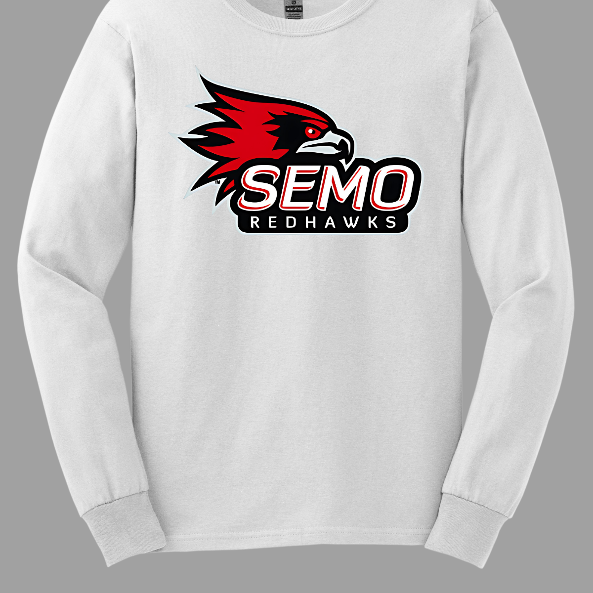 This vibrant t-shirt features the iconic SEMO Redhawk logo prominently displayed at the top, showcasing the fierce spirit of the team. Below the hawk, bold bubble letters spell out "SEMO," creating a playful and eye-catching design. Just underneath, in smaller, stylish print, the word "Redhawks" completes the look, making it a perfect blend of fun and team pride.  Shop at Gorgeousware.com