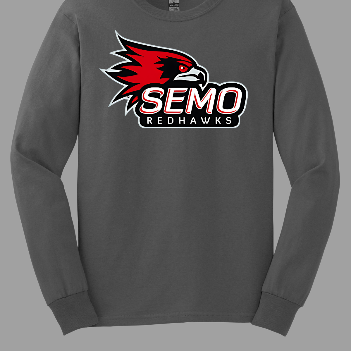 This vibrant t-shirt features the iconic SEMO Redhawk logo prominently displayed at the top, showcasing the fierce spirit of the team. Below the hawk, bold bubble letters spell out "SEMO," creating a playful and eye-catching design. Just underneath, in smaller, stylish print, the word "Redhawks" completes the look, making it a perfect blend of fun and team pride.  Shop at Gorgeousware.com