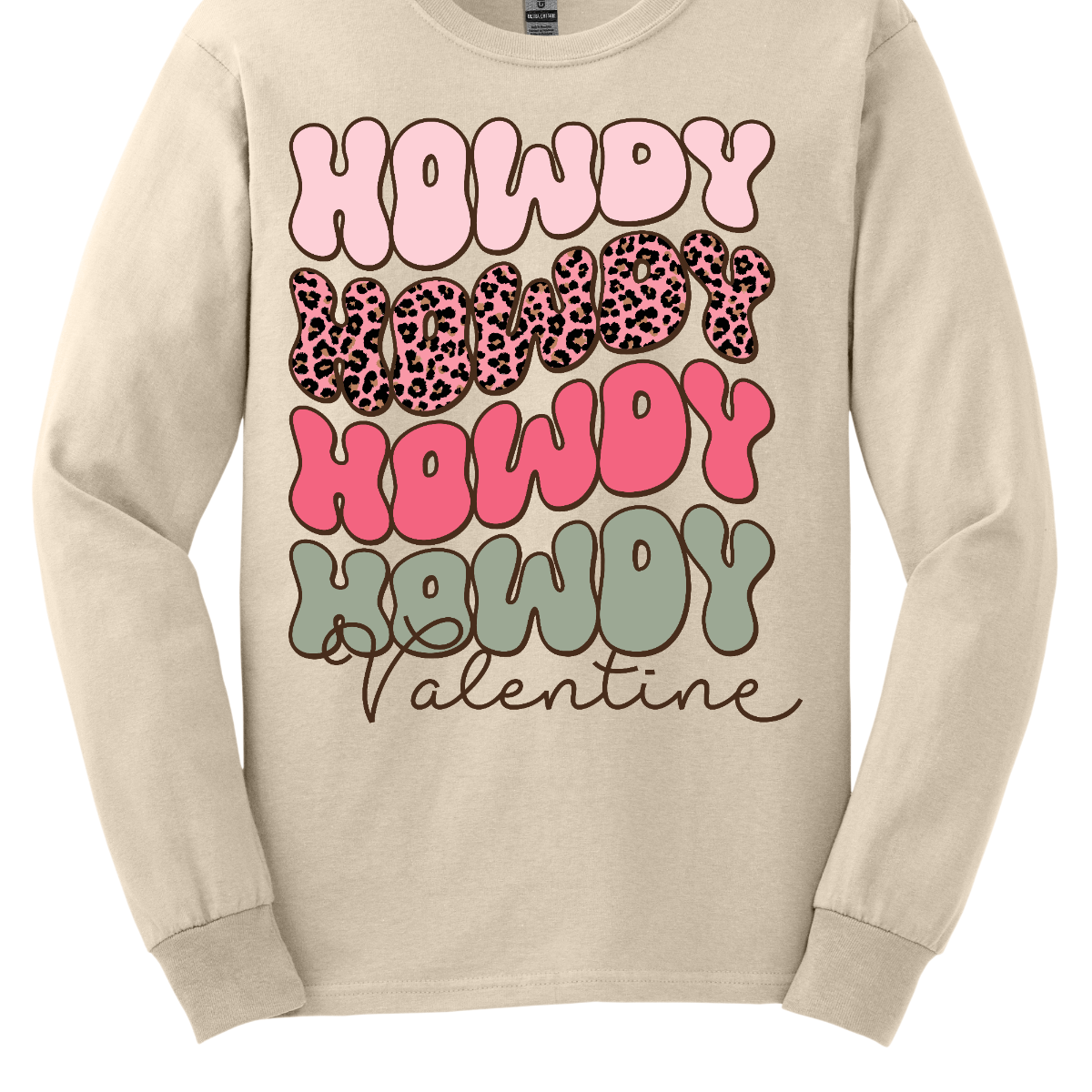 Introducing our "Howdy Valentine" T-shirt – a retro-inspired masterpiece that adds a touch of vintage charm to your Valentine's Day celebration. This shirt features a stylish retro font in soft pinks and sage colors, creating a delightful and nostalgic vibe perfect for expressing love with a Western twist.  The phrase "Howdy Valentine" is elegantly displayed in a retro font, evoking the classic aesthetics of bygone eras. Shop at Gorgeousware.com