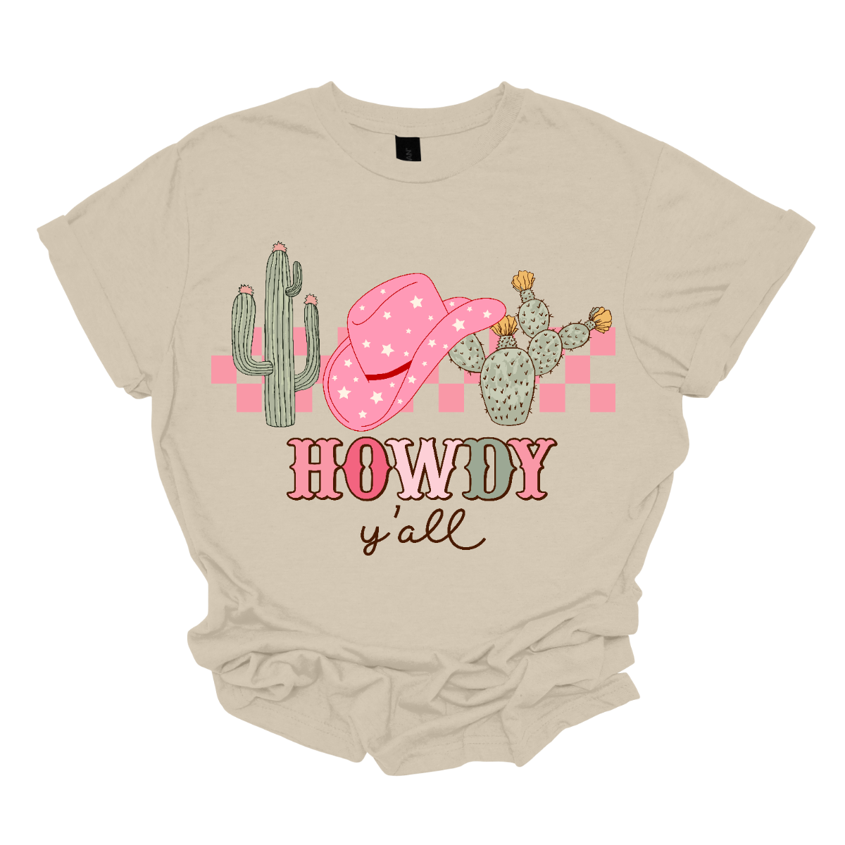 Introducing our "Howdy Ya'll" T-shirt – a spirited and charming garment that welcomes everyone with a touch of Southern hospitality. This shirt features a delightful design adorned with cactuses and a stylish cowgirl hat, creating a perfect blend of country Western flair and friendly greetings. The cactuses add a touch of desert charm, while the cowgirl hat brings a stylish and playful element to the overall design. Shop at Gorgeousware.com